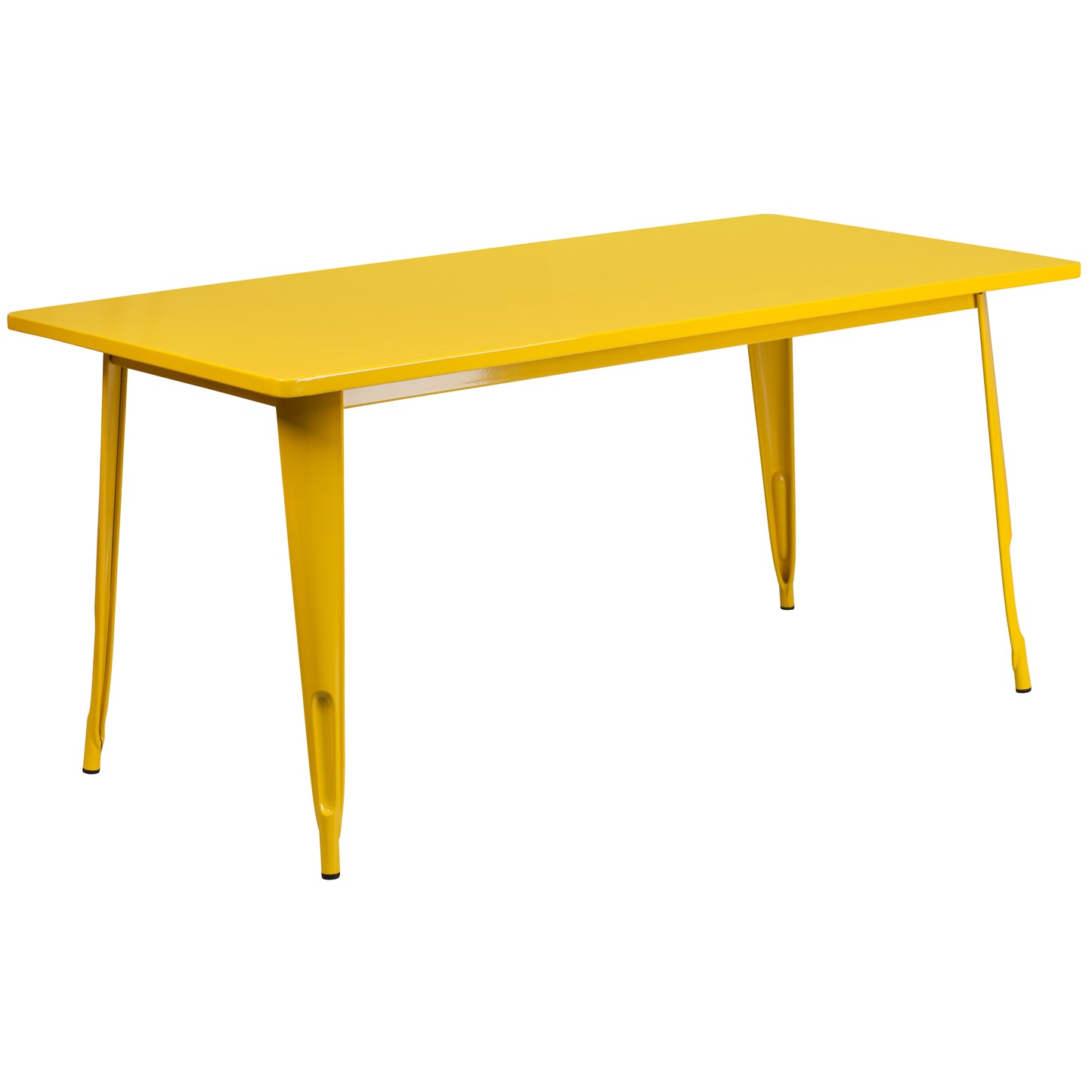 Gilbert Commercial Grade 31.5" x 63" Rectangular Yellow Metal Indoor-Outdoor Table Set with 6 Stack Chairs Yellow ET-CT005-6-30-YL-GG