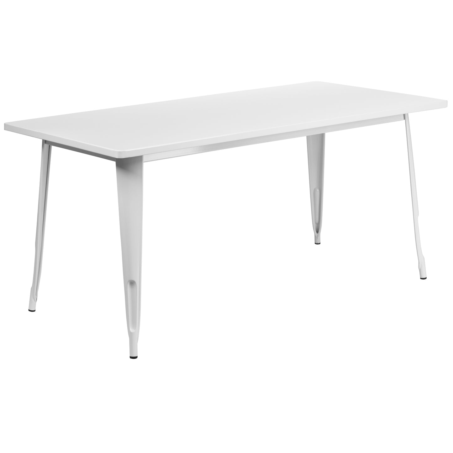 Oakley Commercial Grade 31.5" x 63" Rectangular White Metal Indoor-Outdoor Table Set with 6 Arm Chairs White ET-CT005-6-70-WH-GG