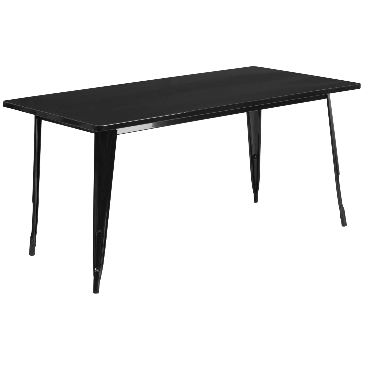 Charis Commercial Grade 31.5" x 63" Rectangular Black Metal Indoor-Outdoor Table Black