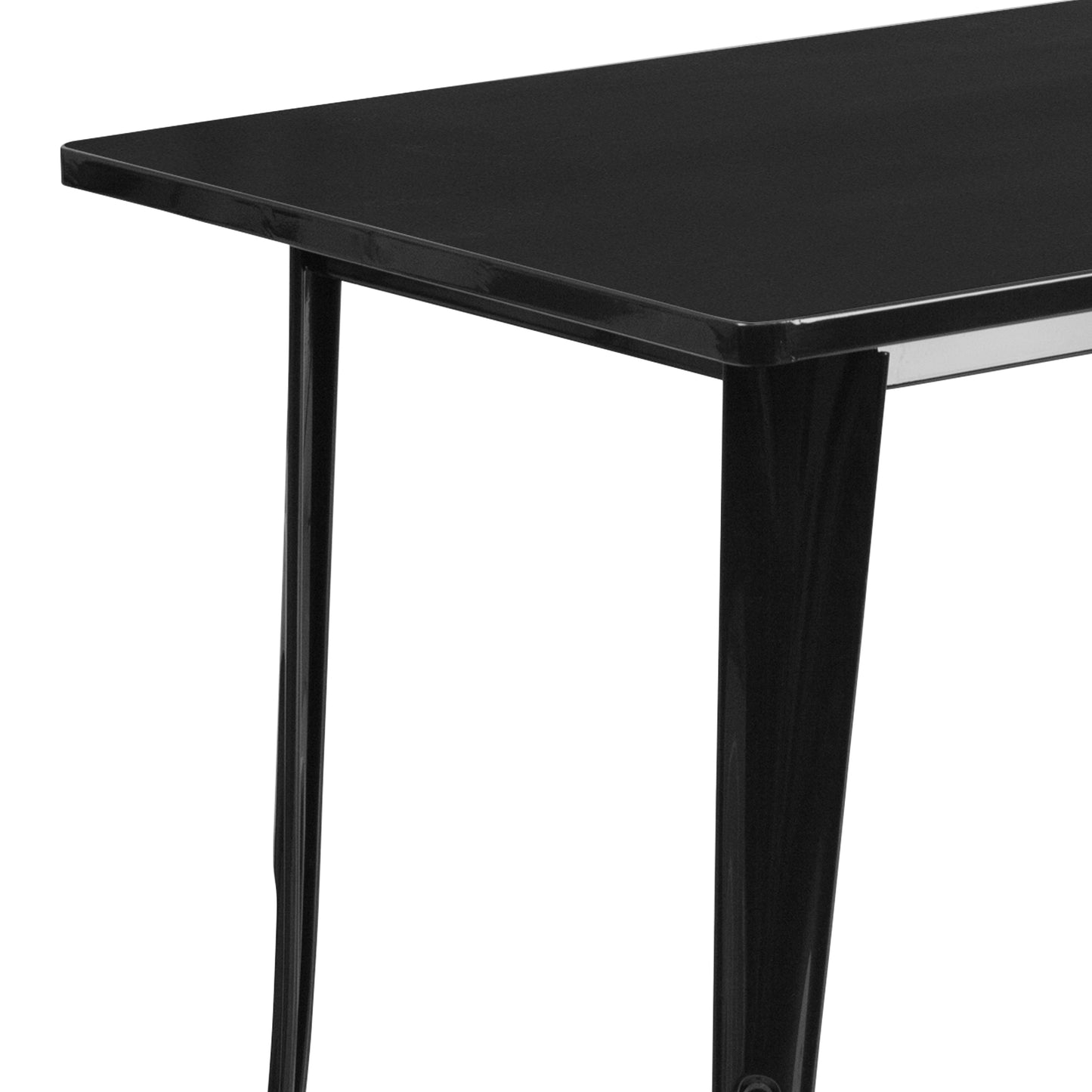 Charis Commercial Grade 31.5" x 63" Rectangular Black Metal Indoor-Outdoor Table Black