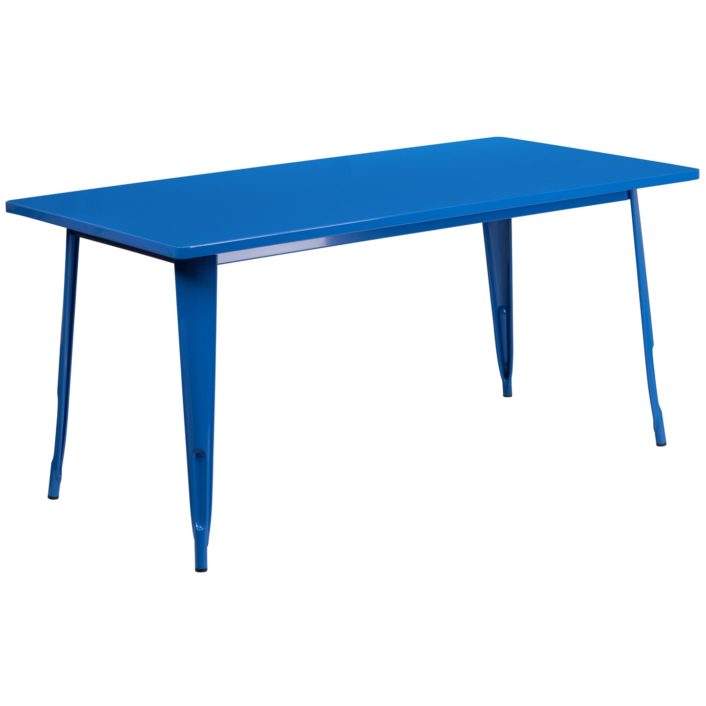 Charis Commercial Grade 31.5" x 63" Rectangular Blue Metal Indoor-Outdoor Table Blue
