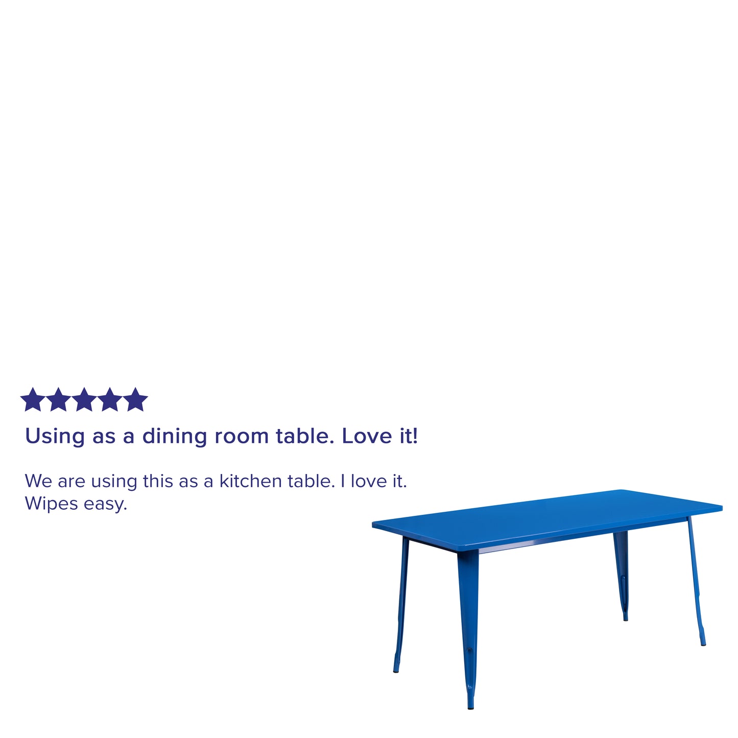 Charis Commercial Grade 31.5" x 63" Rectangular Blue Metal Indoor-Outdoor Table Blue