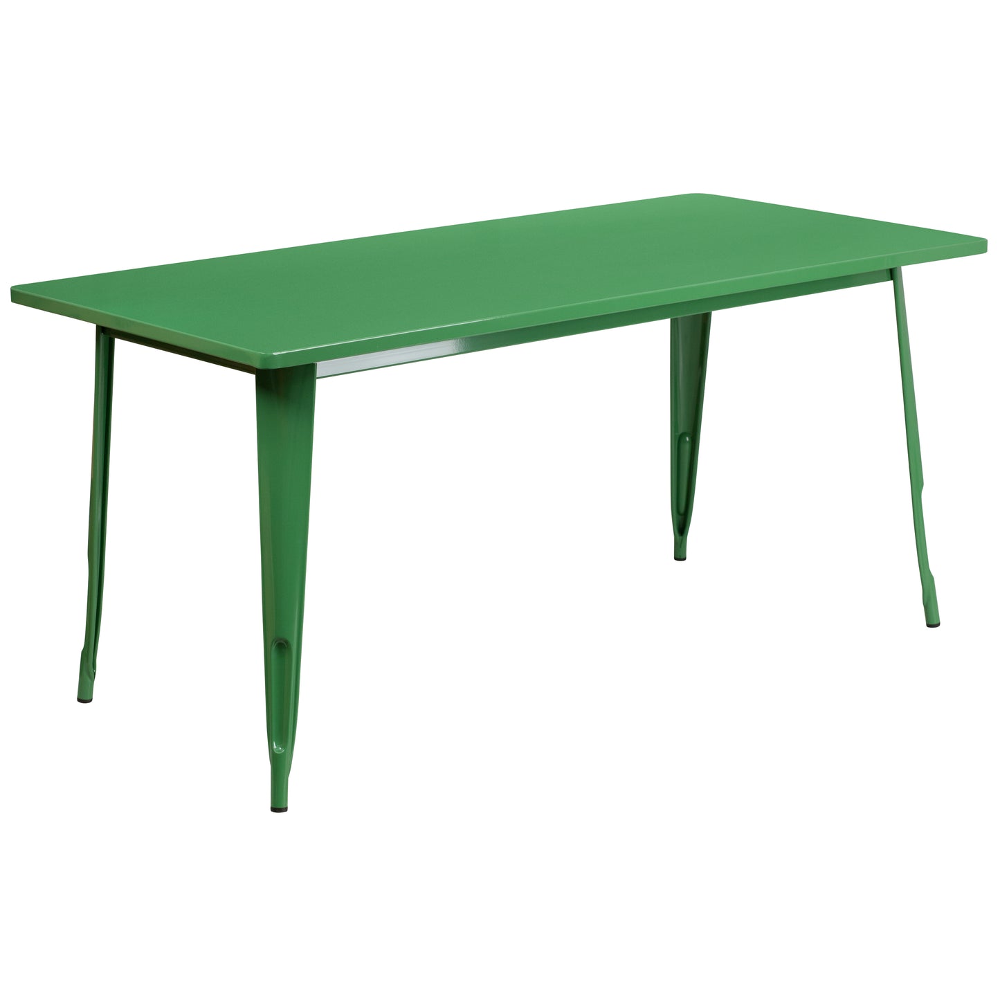 Charis Commercial Grade 31.5" x 63" Rectangular Green Metal Indoor-Outdoor Table Green