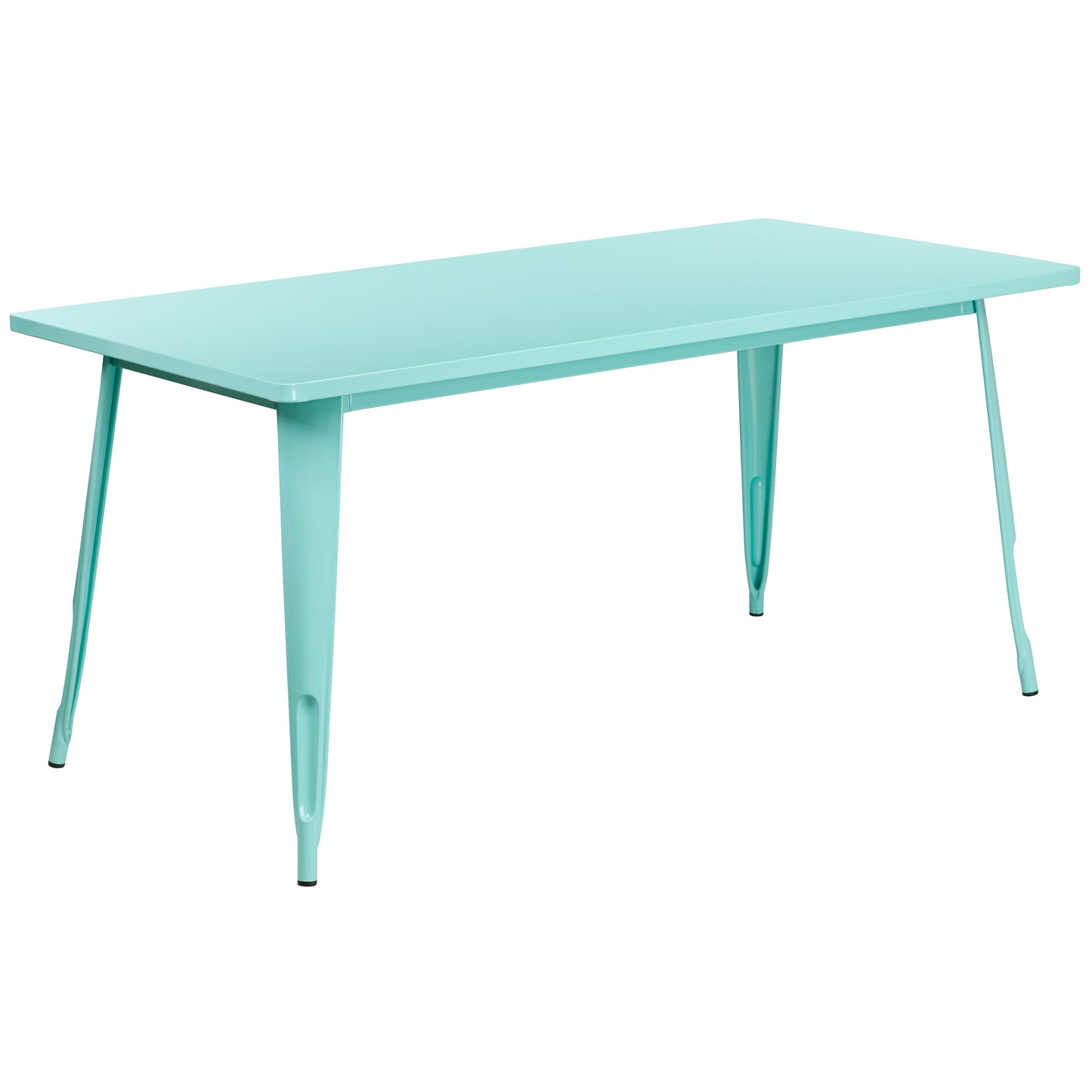 Charis Commercial Grade 31.5" x 63" Rectangular Mint Green Metal Indoor-Outdoor Table Mint Green