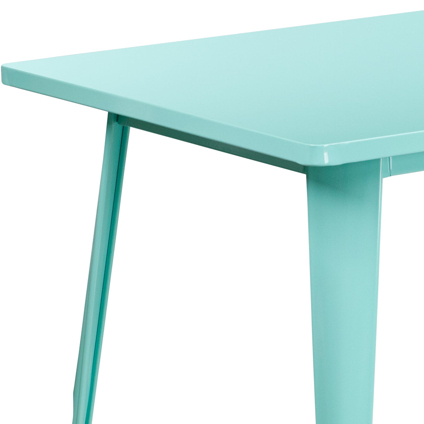 Charis Commercial Grade 31.5" x 63" Rectangular Mint Green Metal Indoor-Outdoor Table Mint Green