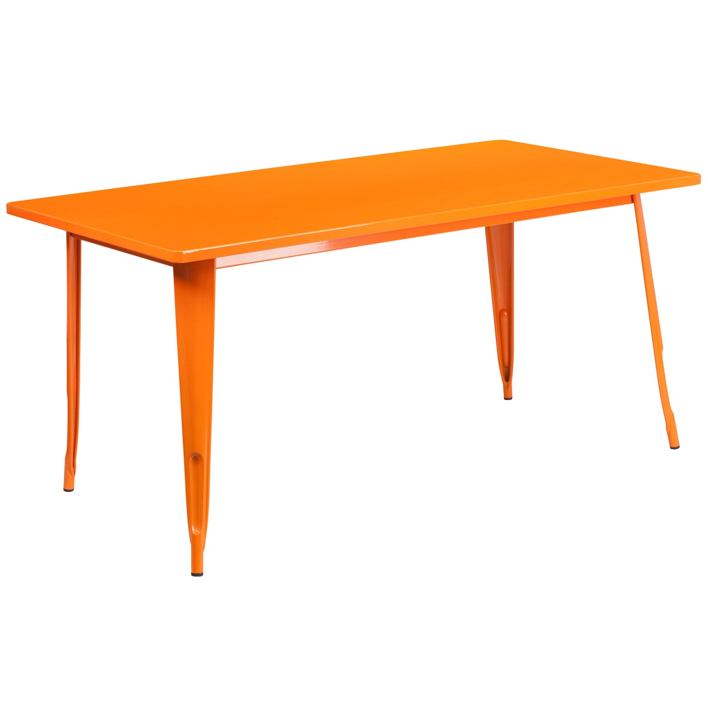 Charis Commercial Grade 31.5" x 63" Rectangular Orange Metal Indoor-Outdoor Table Orange
