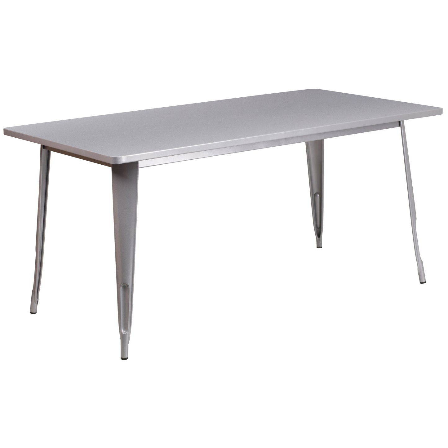Charis Commercial Grade 31.5" x 63" Rectangular Silver Metal Indoor-Outdoor Table Silver