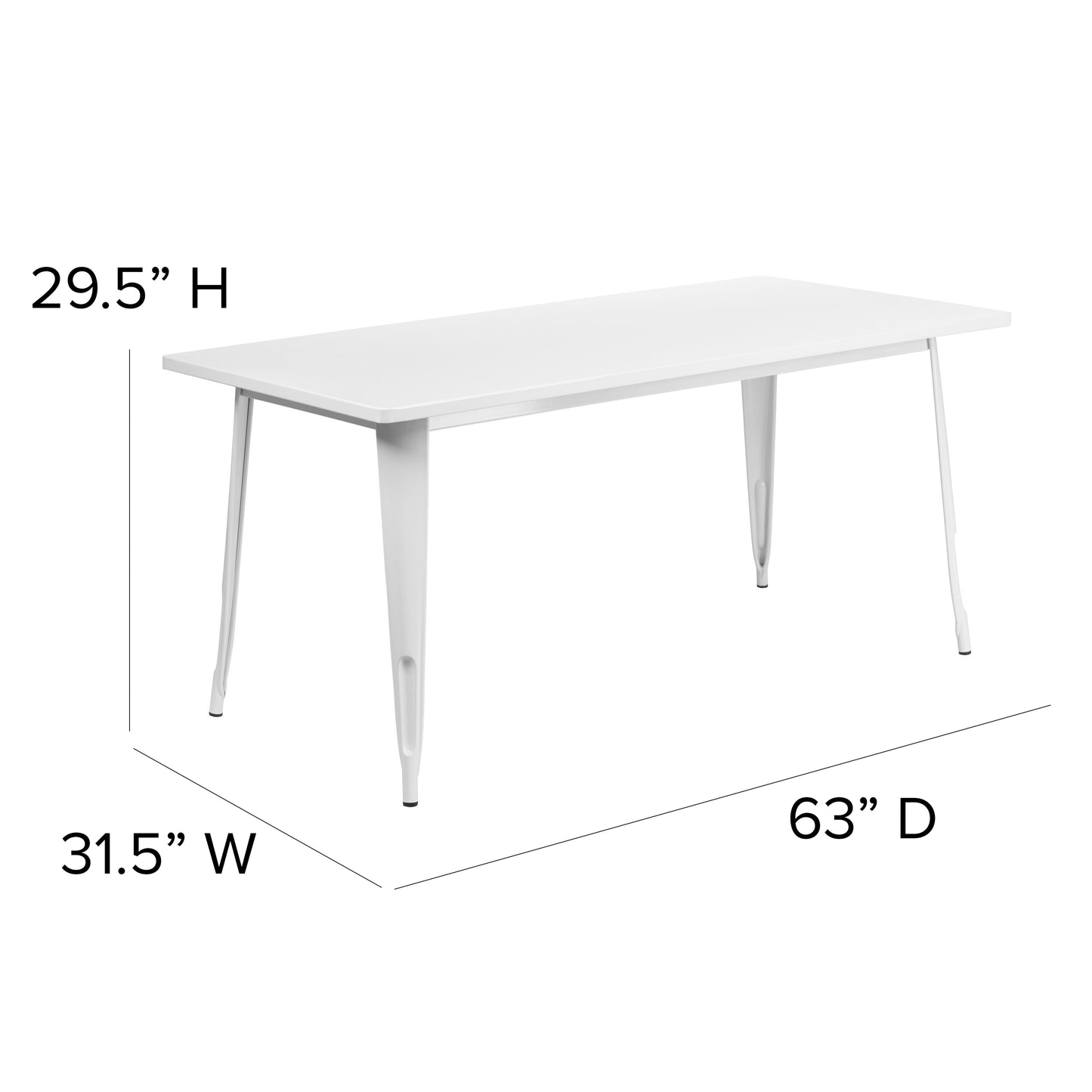Charis Commercial Grade 31.5" x 63" Rectangular White Metal Indoor-Outdoor Table White