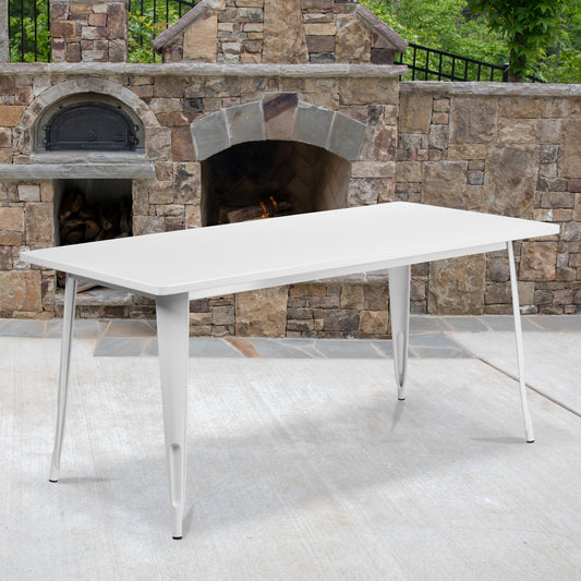 Charis Commercial Grade 31.5" x 63" Rectangular White Metal Indoor-Outdoor Table White