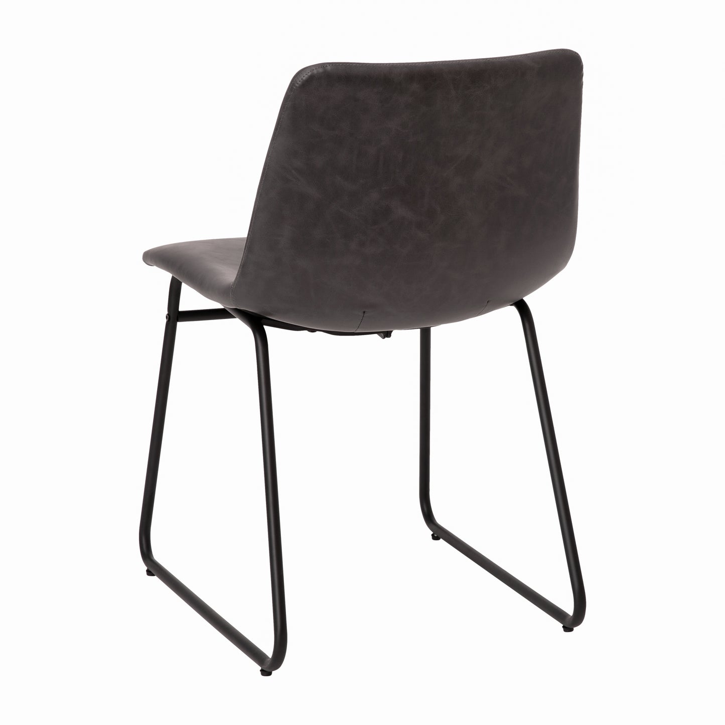 Butler 18 inch Dining Table Height Chair, Mid-Back Sled Base Dining Chair in Dark Gray LeatherSoft with Black Frame, Set of 2 Gray LeatherSoft/Black Frame