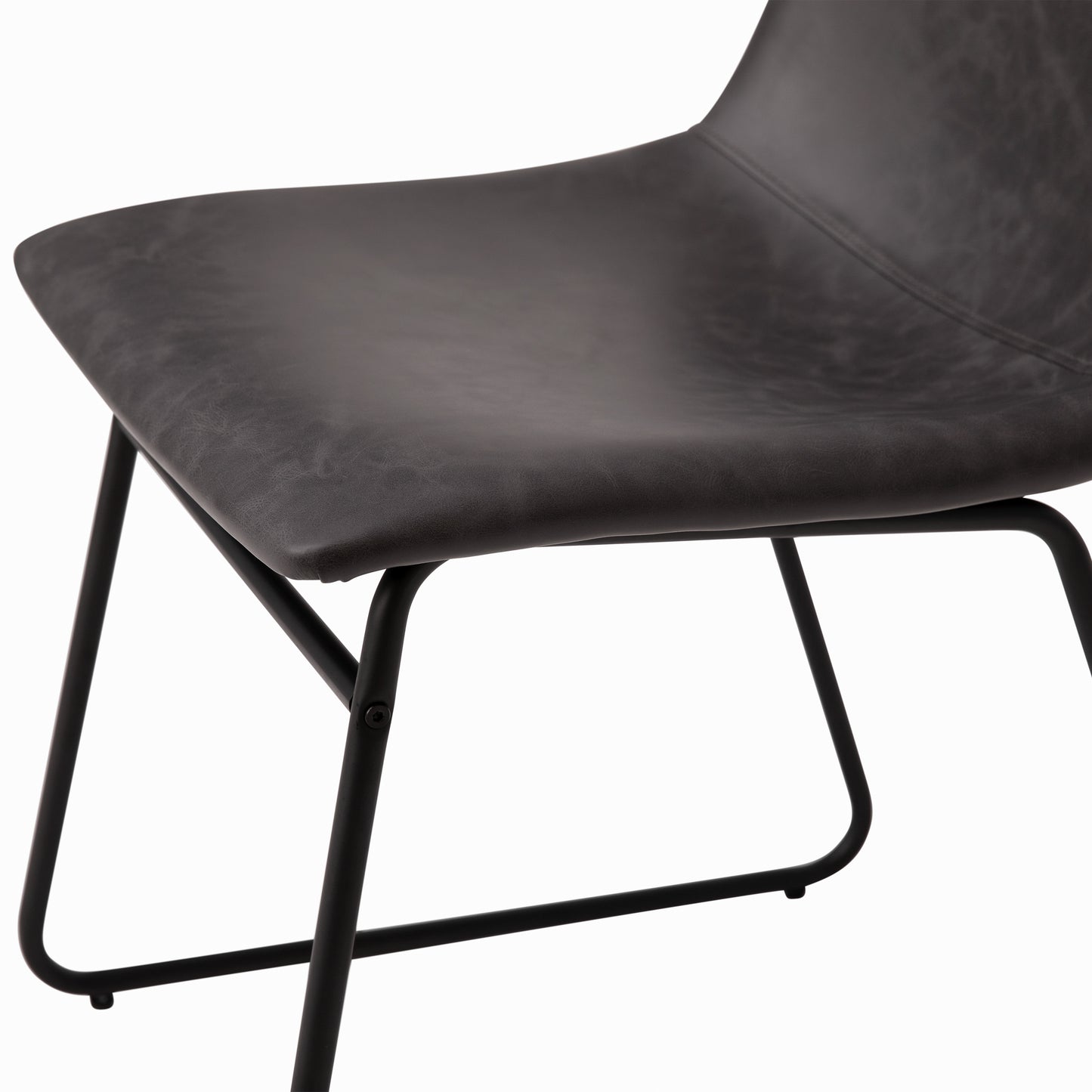 Butler 18 inch Dining Table Height Chair, Mid-Back Sled Base Dining Chair in Dark Gray LeatherSoft with Black Frame, Set of 2 Gray LeatherSoft/Black Frame
