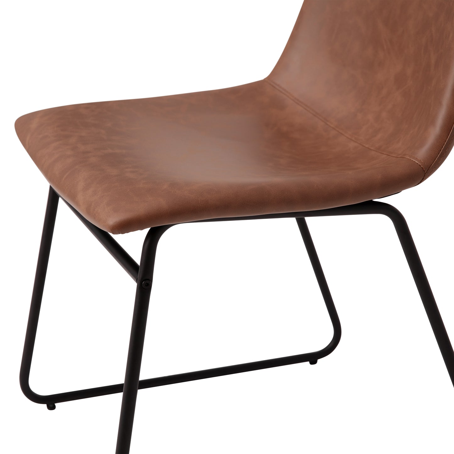 Butler 18 inch Dining Table Height Chair, Mid-Back Sled Base Dining Chair in Light Brown LeatherSoft with Black Frame, Set of 2 Light Brown LeatherSoft/Black Frame