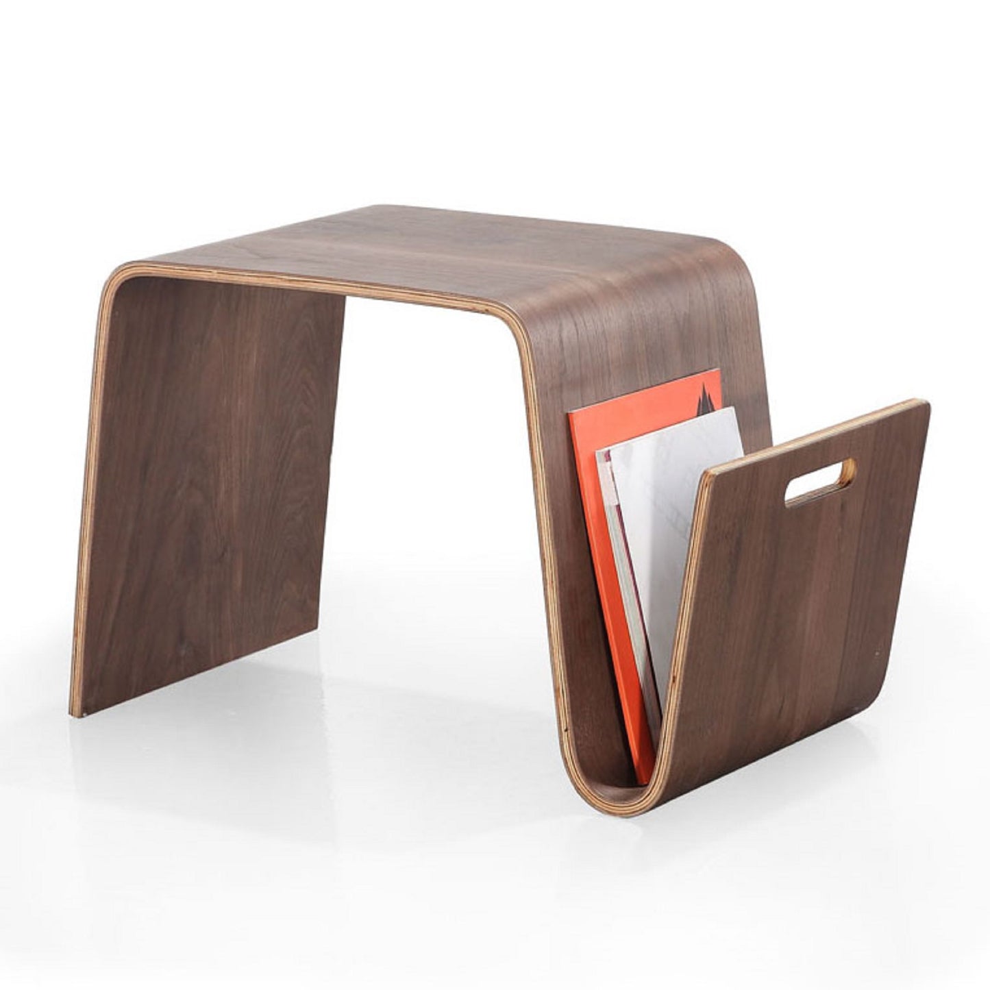 Manhattan Comfort Brookside 25.6 in. Walnut Rectangle Plywood and Ash Veneer End Table ET001-WA