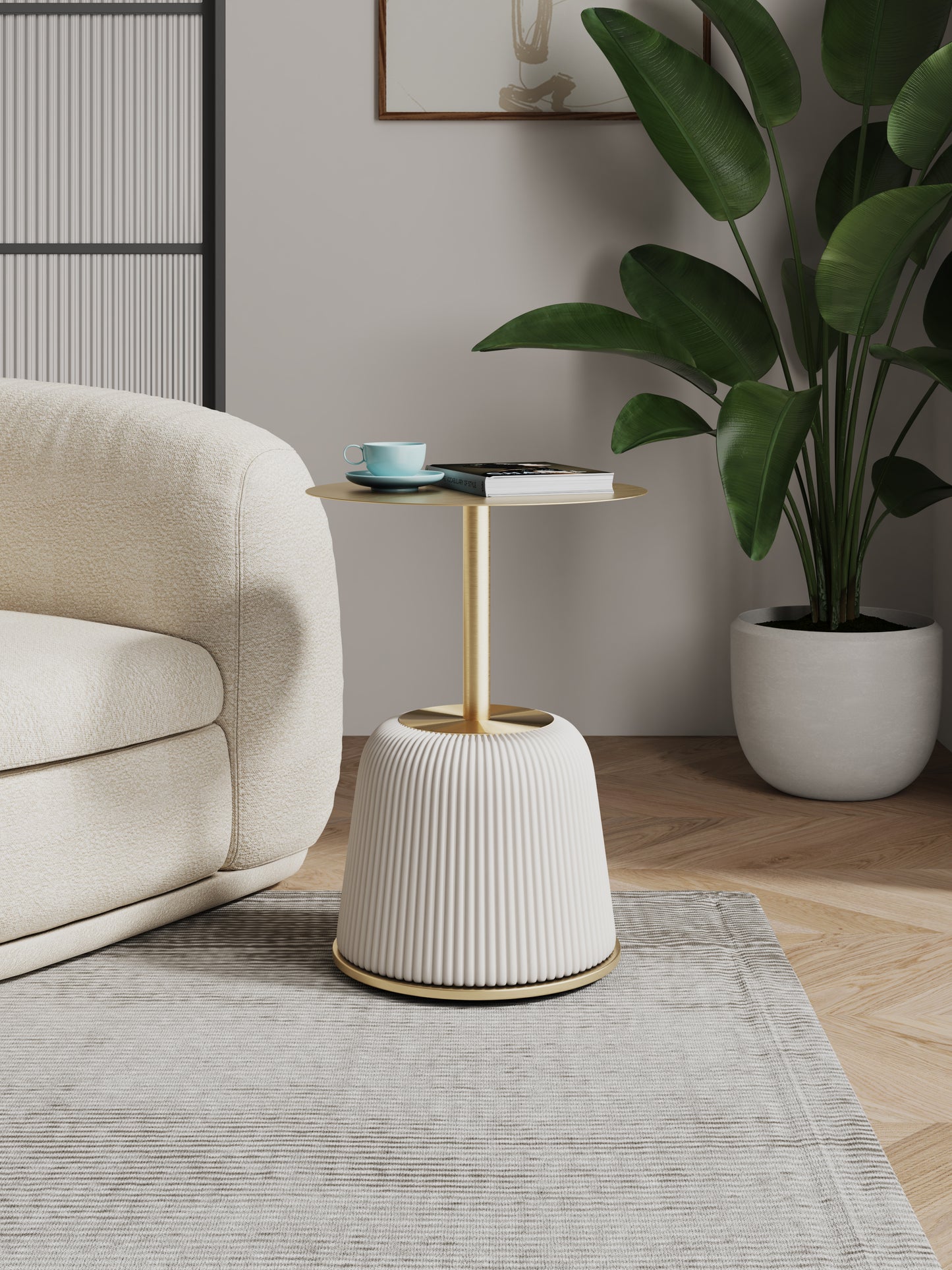 Anderson Modern Metal Top Upholstered End Table in Cream ET004-CR