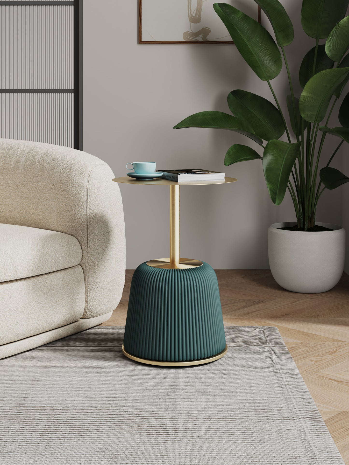 Anderson Modern Metal Top Upholstered End Table in Green ET004-GR