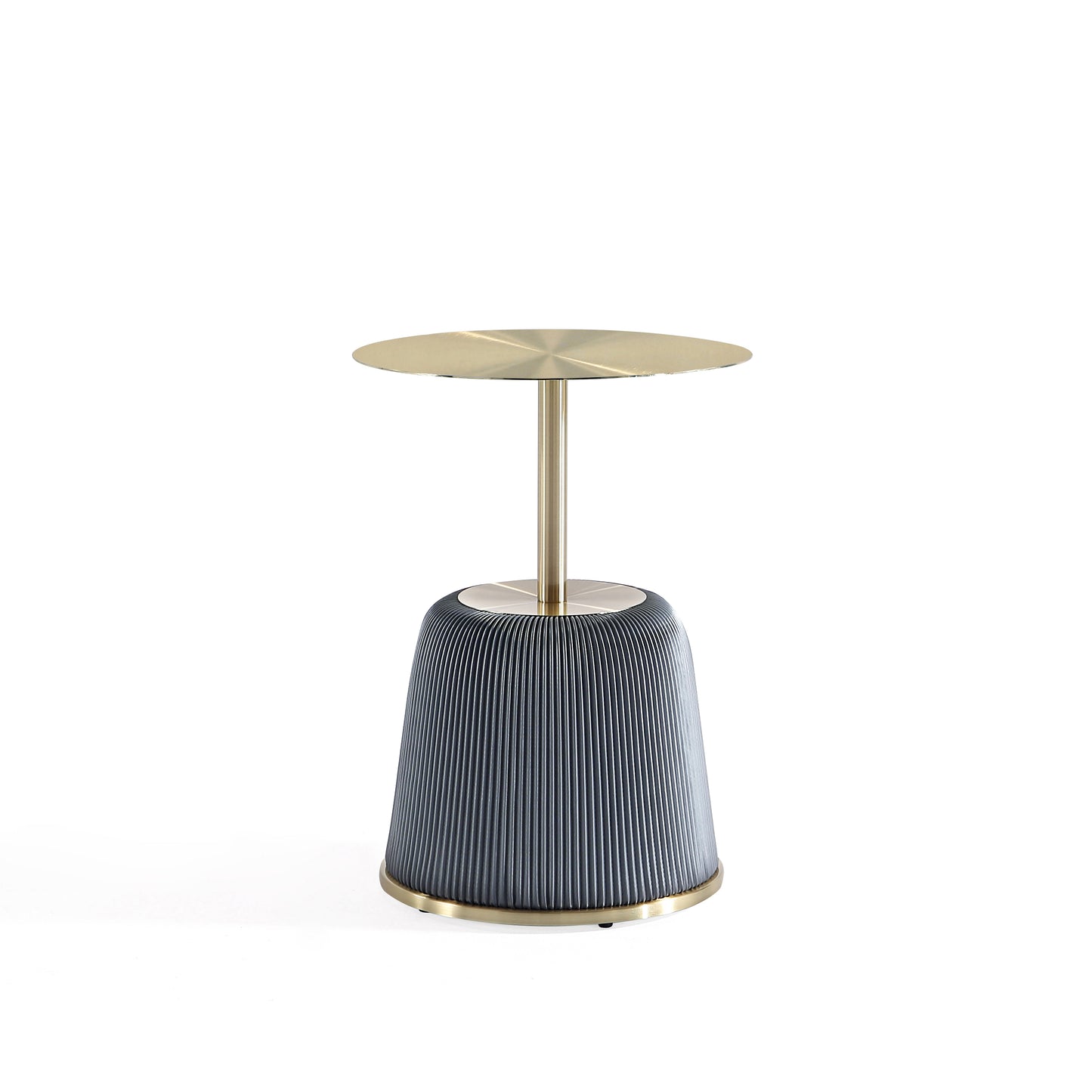 Manhattan Comfort Modern Anderson End Table 1.0 Upholstered in Grey Leatherette with Gold Tabletop ET004-GY