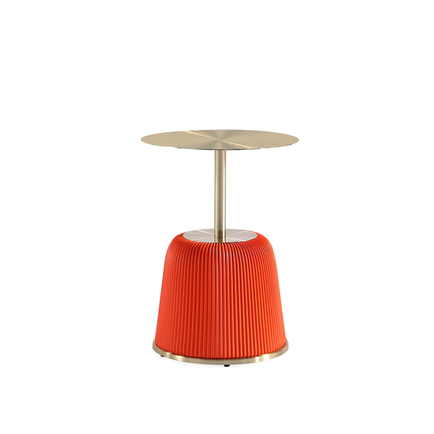 Manhattan Comfort Modern Anderson End Table 1.0 Upholstered in Orange Leatherette with Gold Tabletop ET004-OR