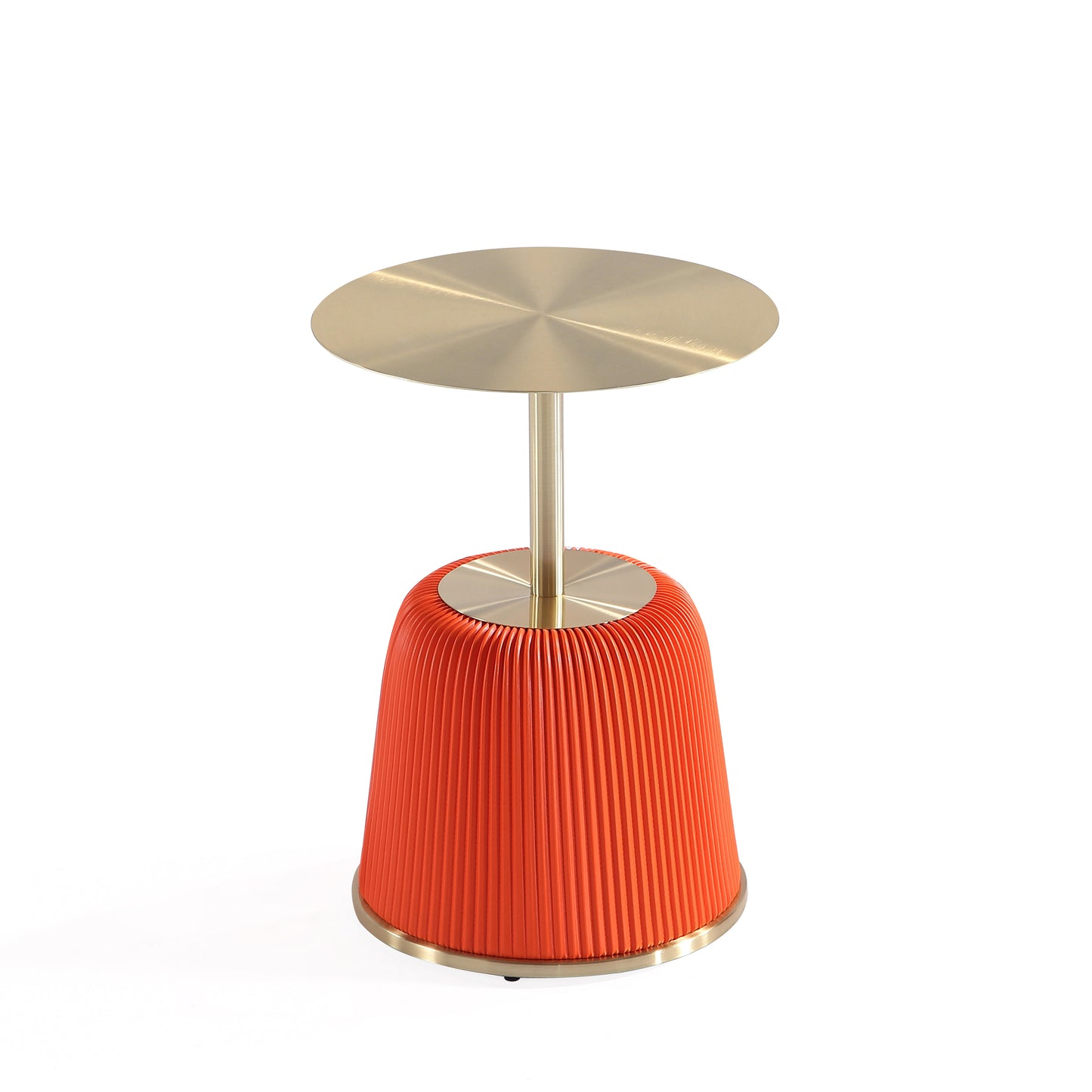 Manhattan Comfort Modern Anderson End Table 1.0 Upholstered in Orange Leatherette with Gold Tabletop ET004-OR