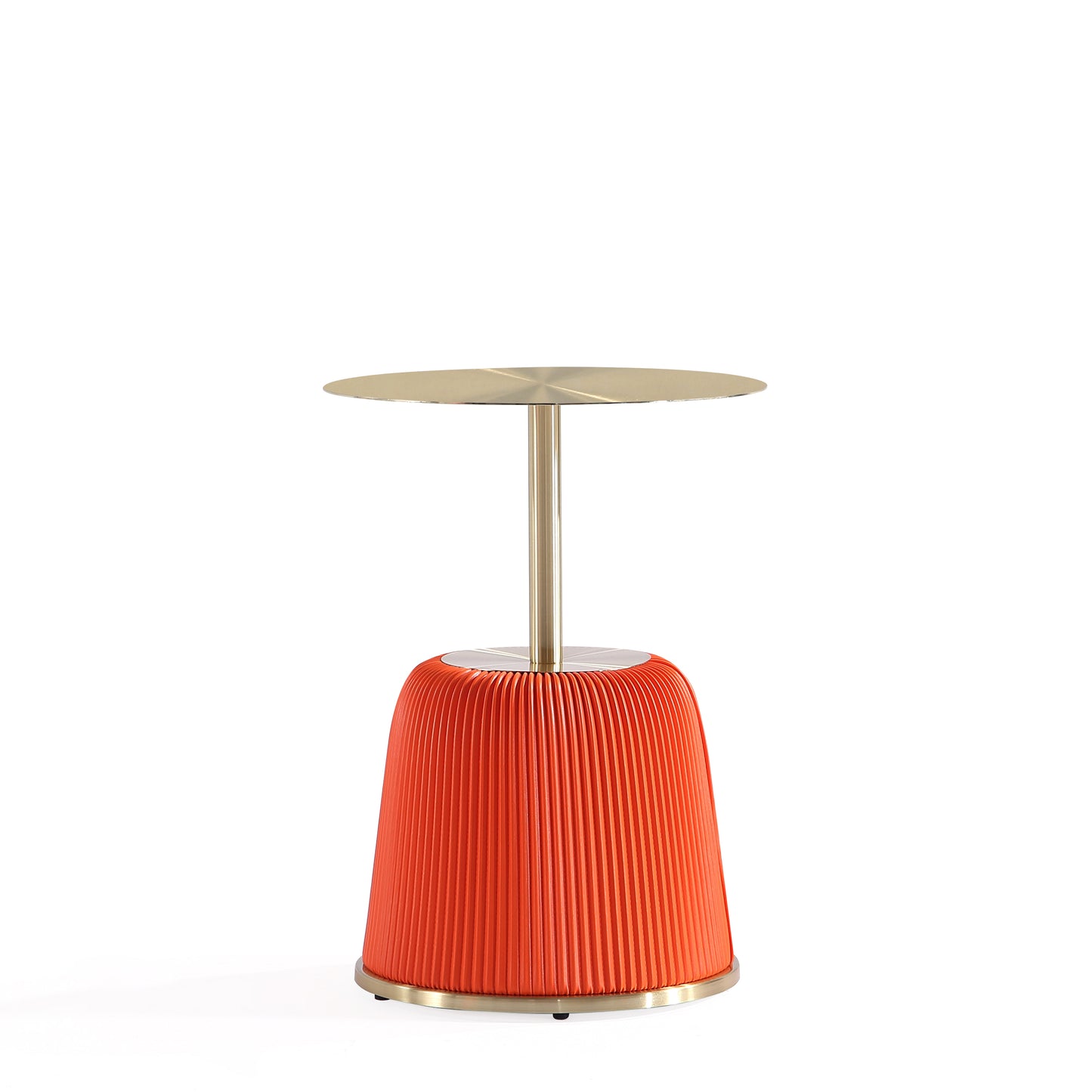 Manhattan Comfort Modern Anderson End Table 1.0 Upholstered in Orange Leatherette with Gold Tabletop ET004-OR