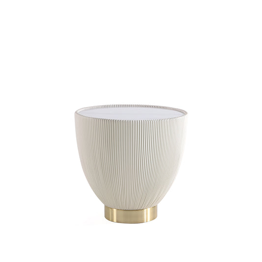 Anderson Modern Sintered Stone Top Upholstered End Table in Cream ET005-CR