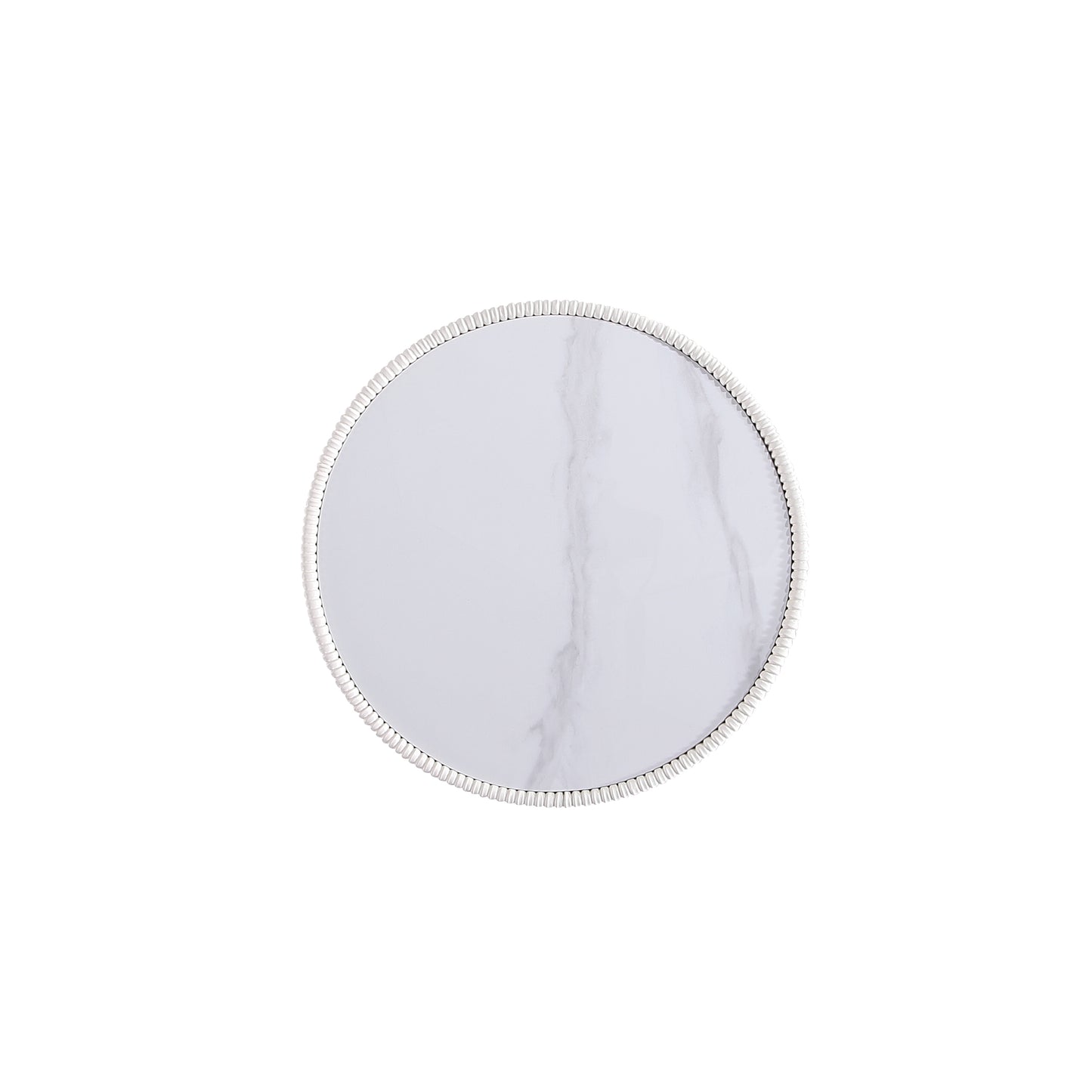 Manhattan Comfort Modern Anderson End Table 2.0 Upholstered in Cream Leatherette with Ceramic Faux Marble Tabletop ET005-CR