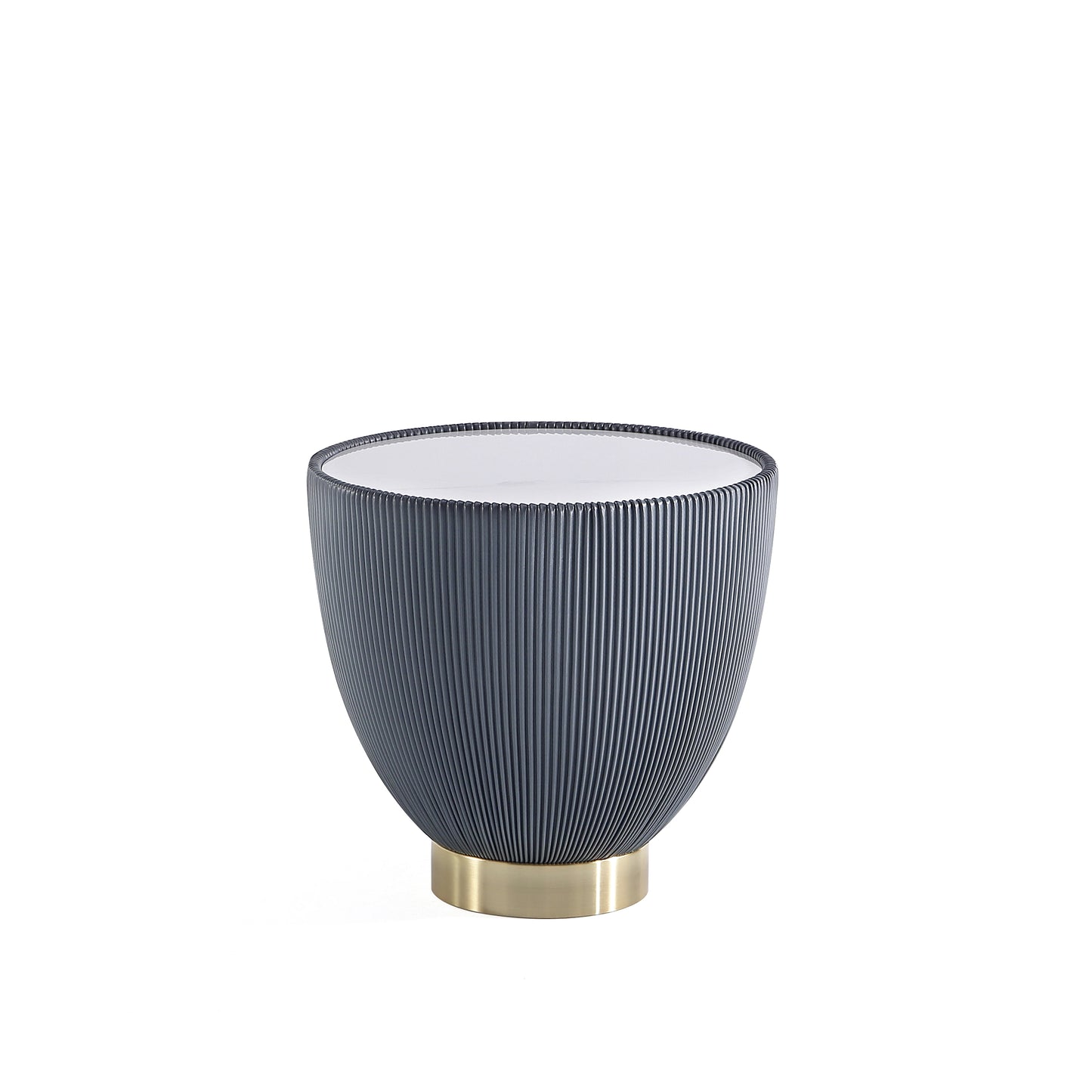 Manhattan Comfort Modern Anderson End Table 2.0 Upholstered in Grey Leatherette with Ceramic Faux Marble Tabletop ET005-GY
