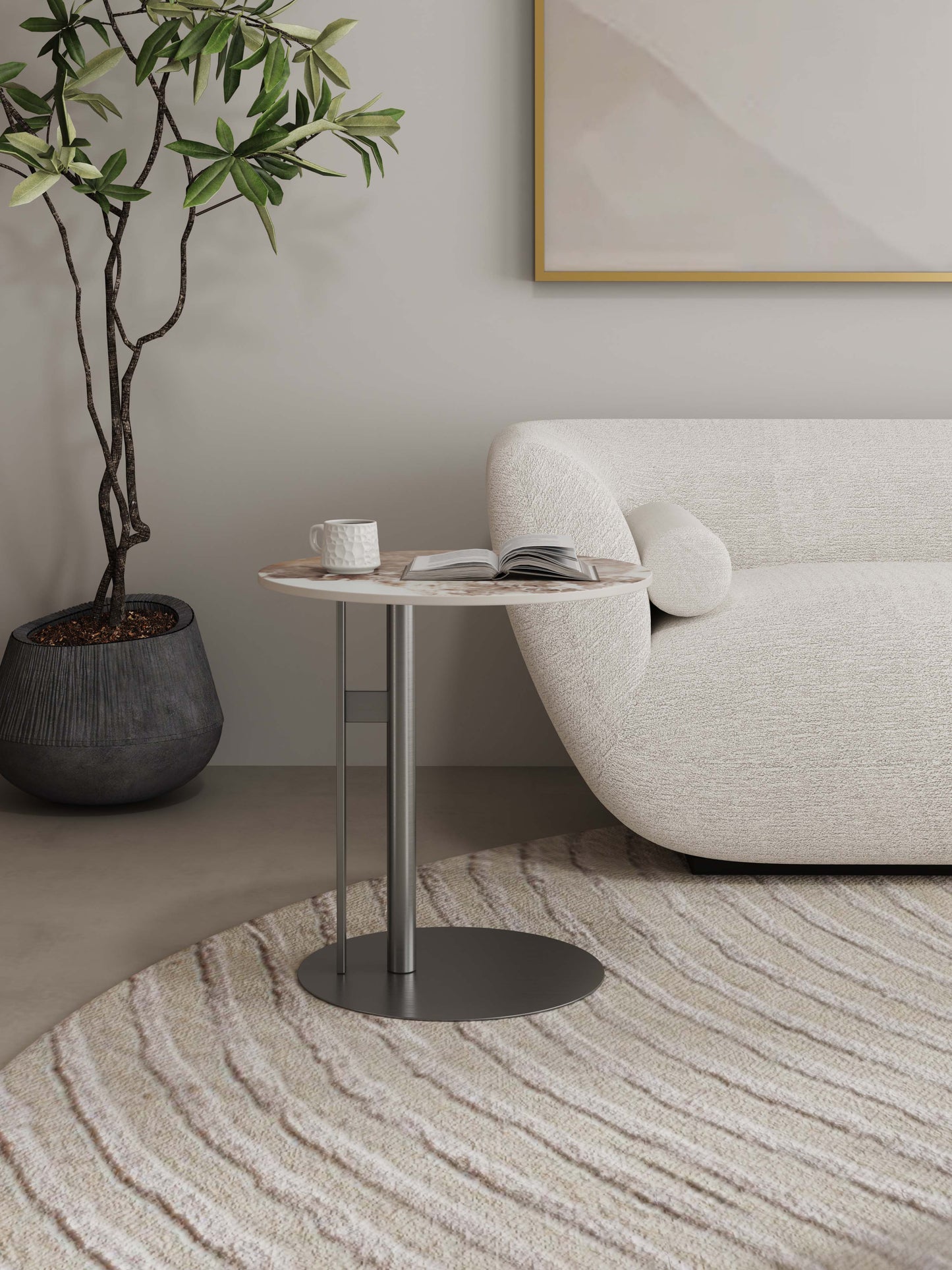 Alondra Modern Glam Sintered Stone Top End Table in Black ET007