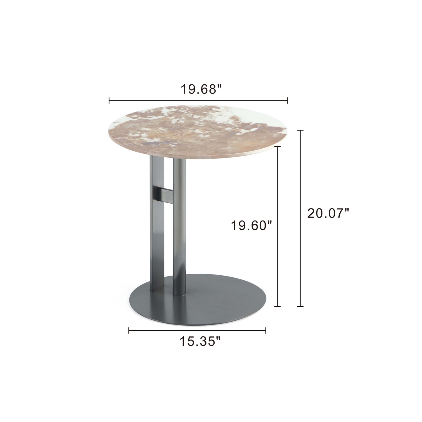 Alondra Modern Glam Sintered Stone Top End Table in Black ET007