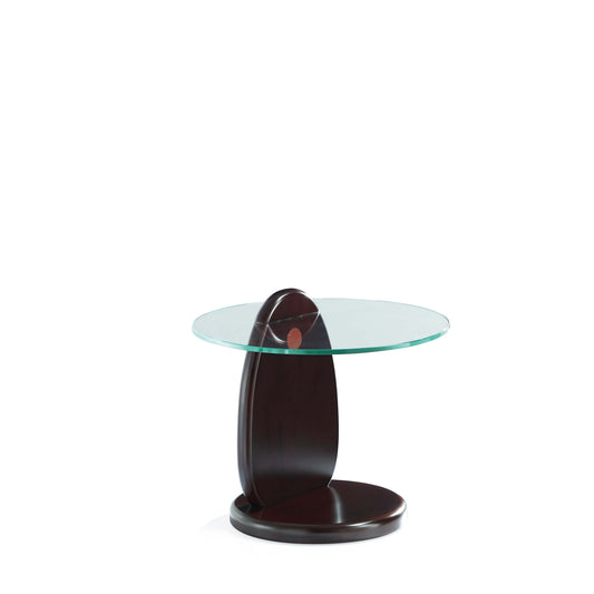 Artesia Modern Glam Glass Top Wood End Table in Walnut ET008