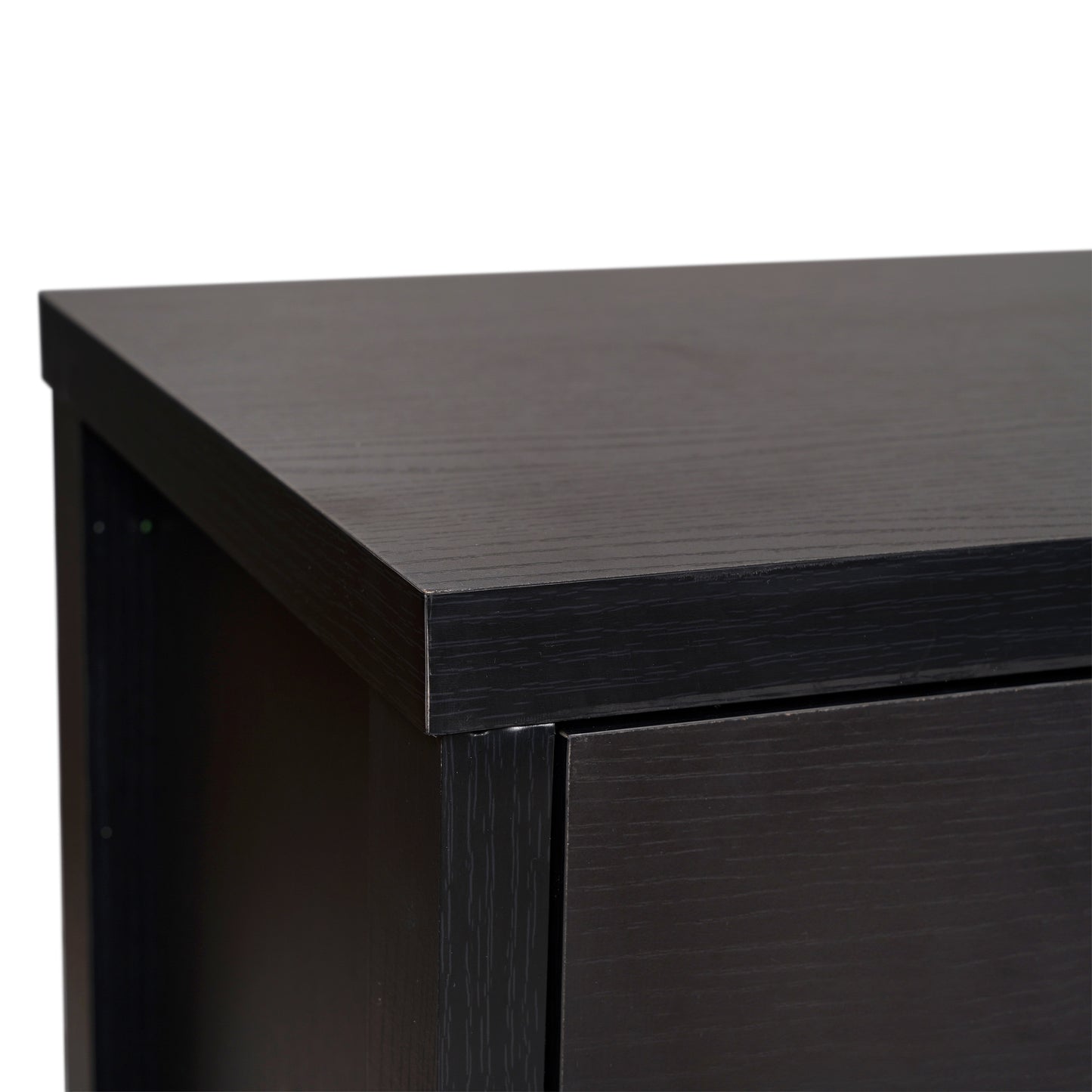 Wells Black 59 Inch Modern Kitchen and Dining Room Buffet Sideboard Storage Cabinet, Engineered Wood with 3 Tempered Glass Doors and 3 Drawers Black