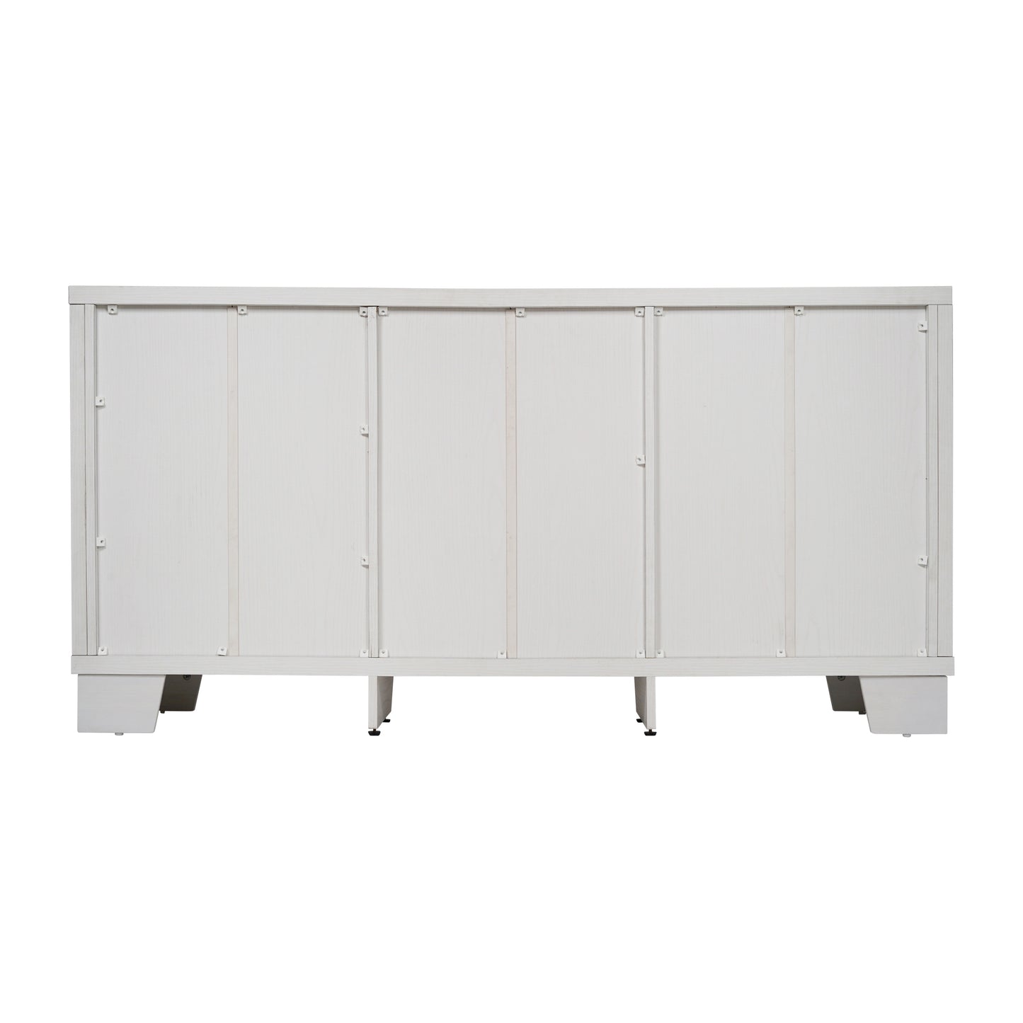 Wells White 59 Inch Modern Kitchen and Dining Room Buffet Sideboard Storage Cabinet, Engineered Wood with 3 Tempered Glass Doors and 3 Drawers White