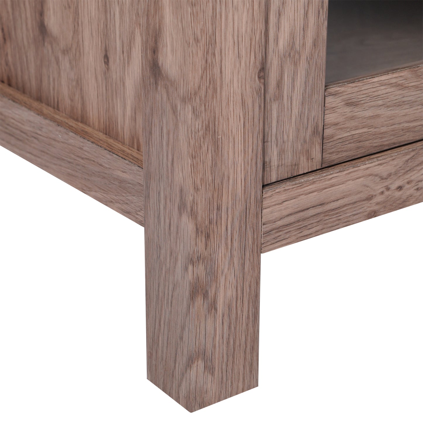 Dion Brown 59 Inch Modern Kitchen and Dining Room Buffet Sideboard Storage Cabinet, Engineered Wood with 2 Tempered Glass Doors, 2 Drawers, Open Shelf Brown
