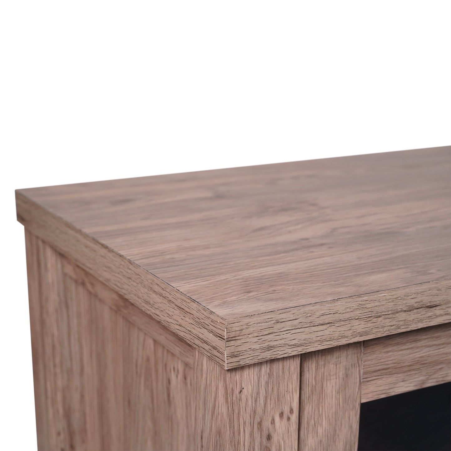 Dion Brown 59 Inch Modern Kitchen and Dining Room Buffet Sideboard Storage Cabinet, Engineered Wood with 2 Tempered Glass Doors, 2 Drawers, Open Shelf Brown