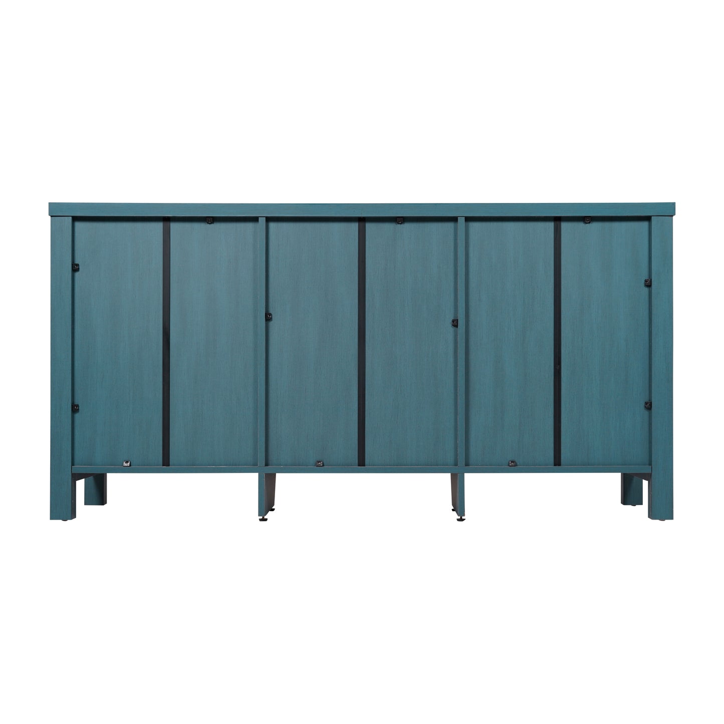 Dion Teal 59 Inch Modern Kitchen and Dining Room Buffet Sideboard Storage Cabinet, Engineered Wood with 2 Tempered Glass Doors, 2 Drawers, Open Shelf Teal