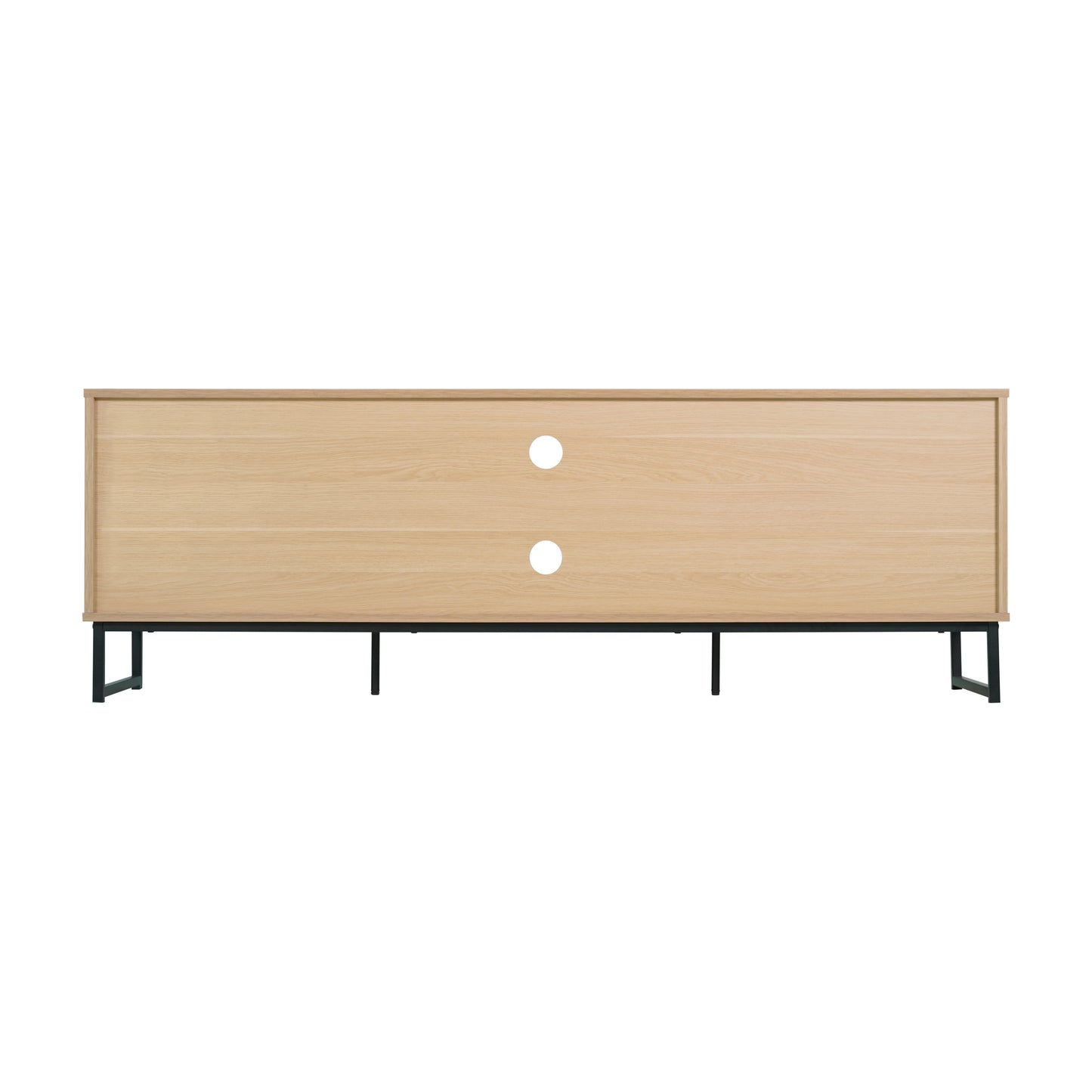 Malaki Mid-Century Modern 65 Inch TV Stand with 2 Rattan Soft Close Doors and Fixed Center Shelf, TV Stand for up to 70" TV's in Natural Natural