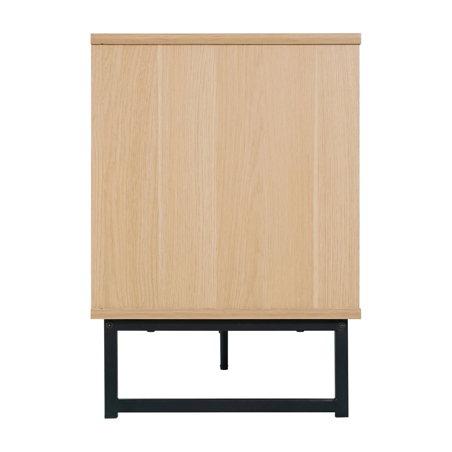 Malaki Mid-Century Modern 65 Inch TV Stand with 2 Rattan Soft Close Doors and Fixed Center Shelf, TV Stand for up to 70" TV's in Natural Natural