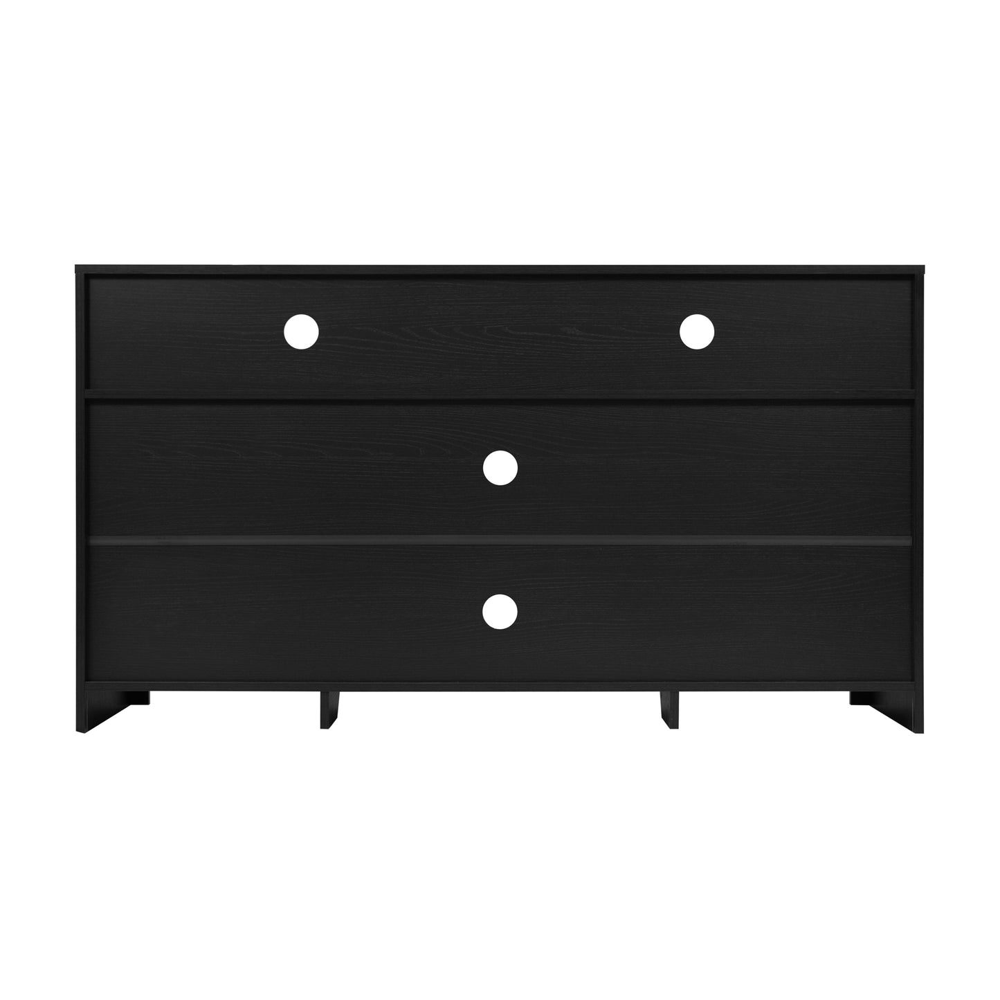 Malaki Mid-Century Modern 58 Inch Buffet Sideboard with 2 Soft Close Doors and Adjustable Center Shelf, TV Stand for up to 65" TV's, Black/Rattan Black