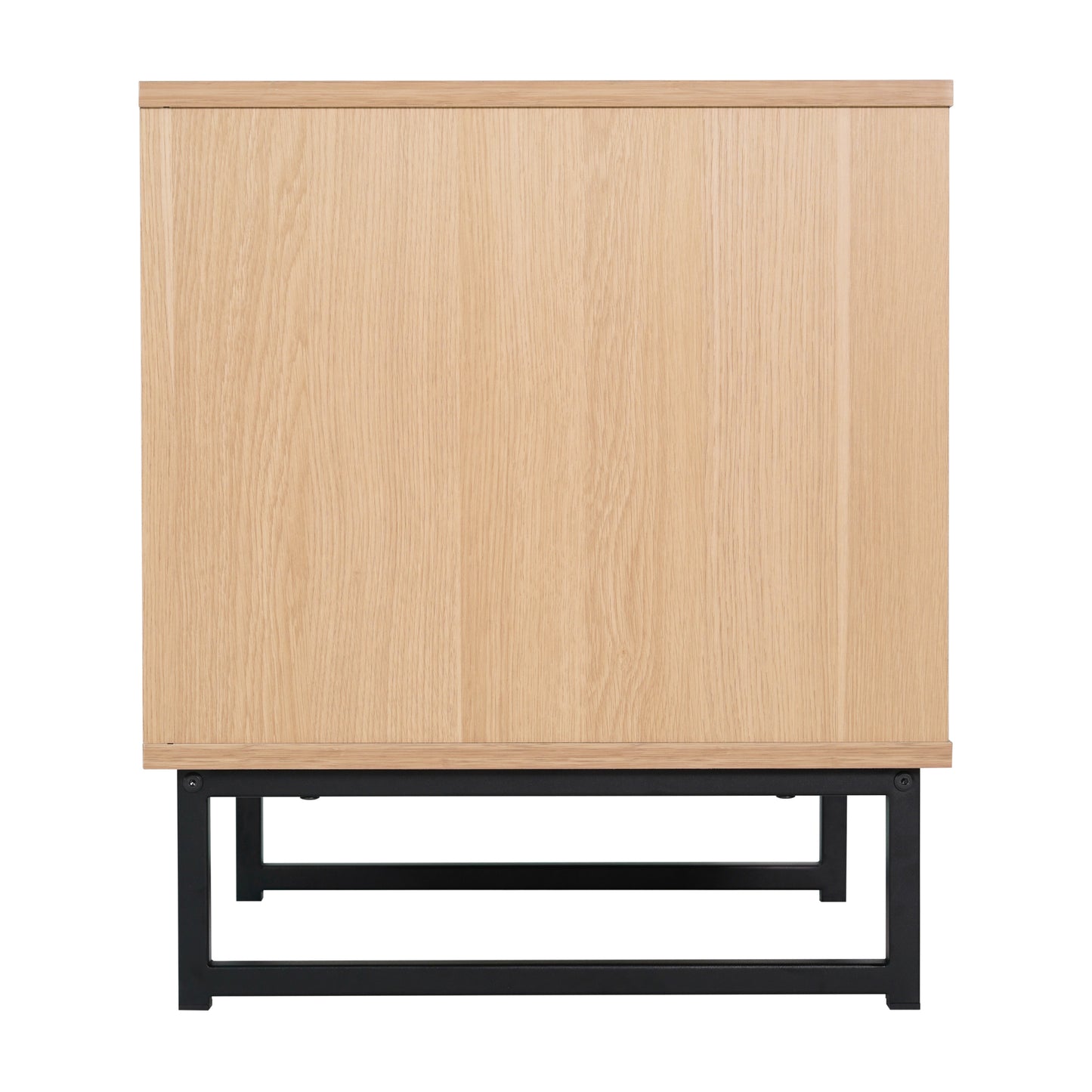 Malaki Mid-Century Modern Nightstand or End Table with Rattan Accented Drawer, Open Upper Shelf, and Metal Legs in Natural Natural
