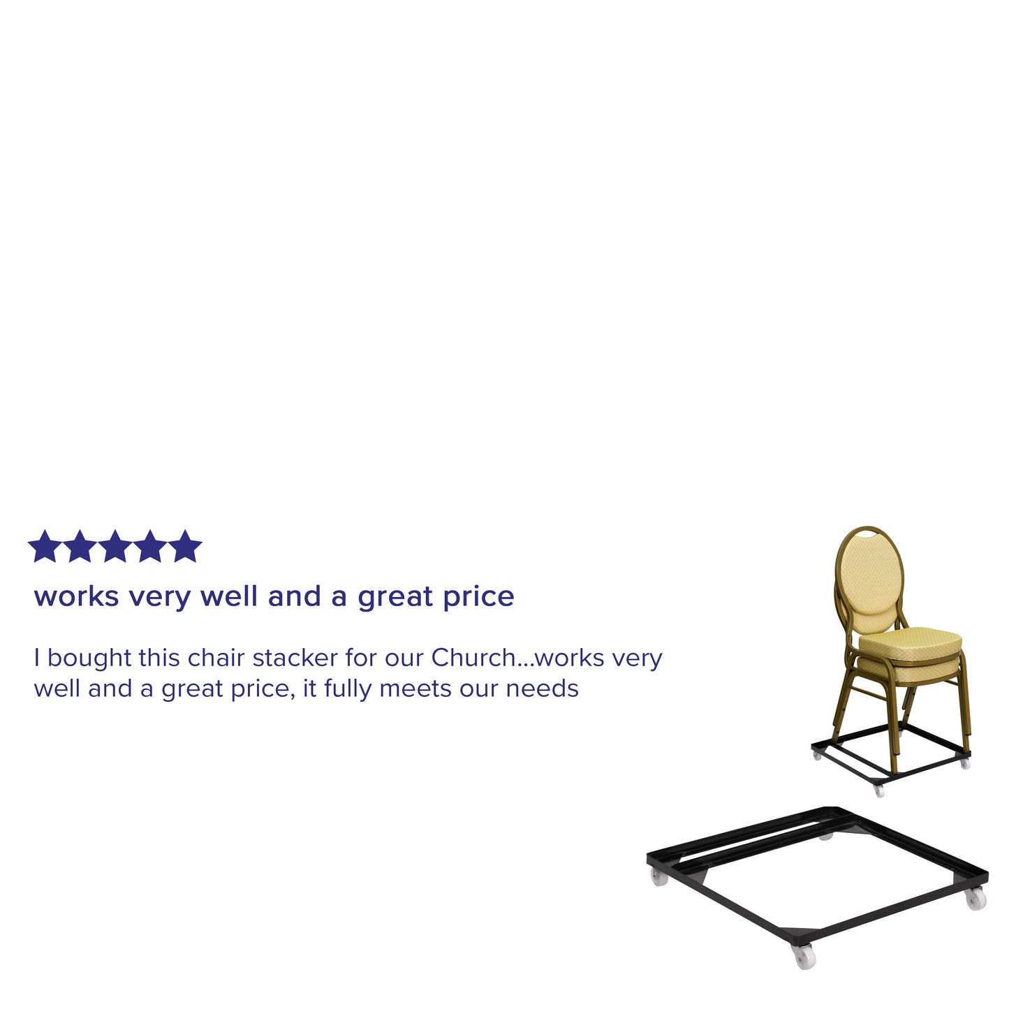 HERCULES Series Steel Stack Chair and Church Chair Dolly Black