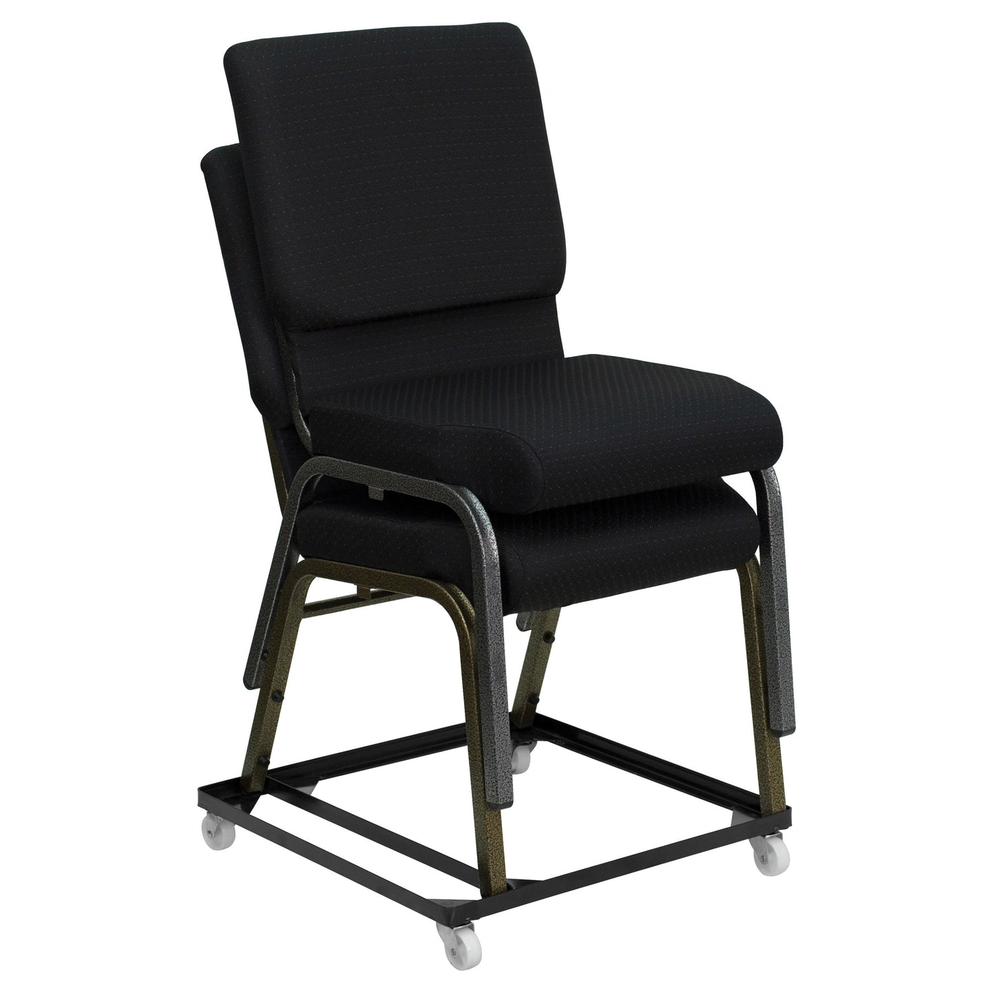 HERCULES Series Steel Stack Chair and Church Chair Dolly Black