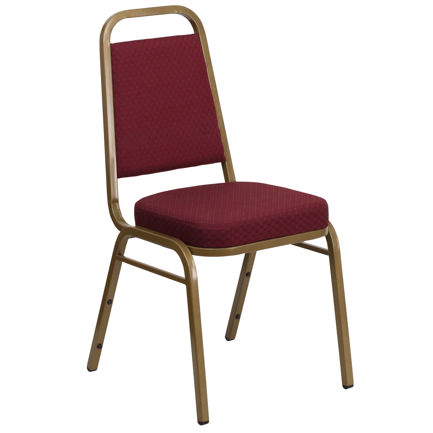 HERCULES Series Trapezoidal Back Stacking Banquet Chair in Burgundy Patterned Fabric - Gold Frame Burgundy Patterned Fabric/Gold Frame