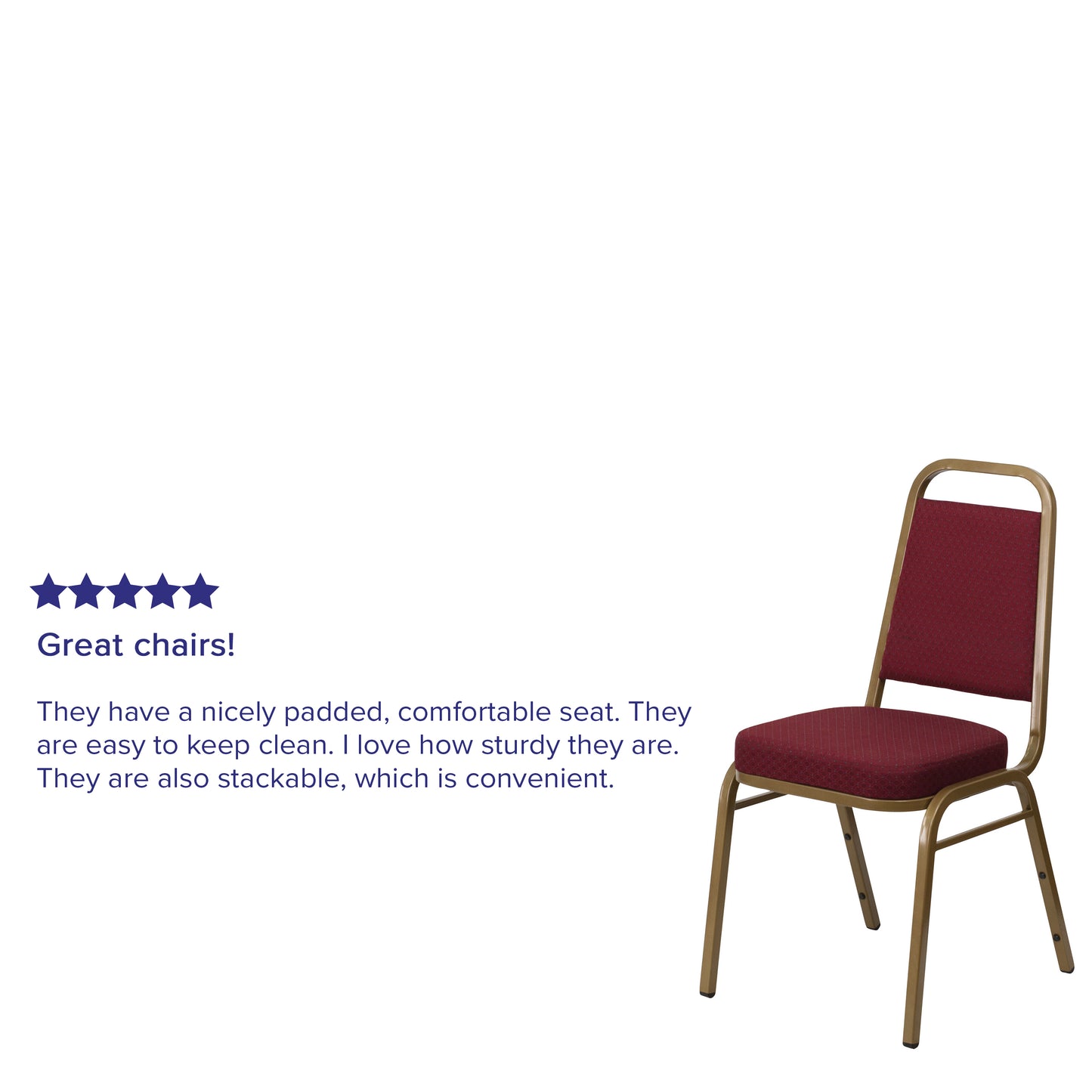 HERCULES Series Trapezoidal Back Stacking Banquet Chair in Burgundy Patterned Fabric - Gold Frame Burgundy Patterned Fabric/Gold Frame