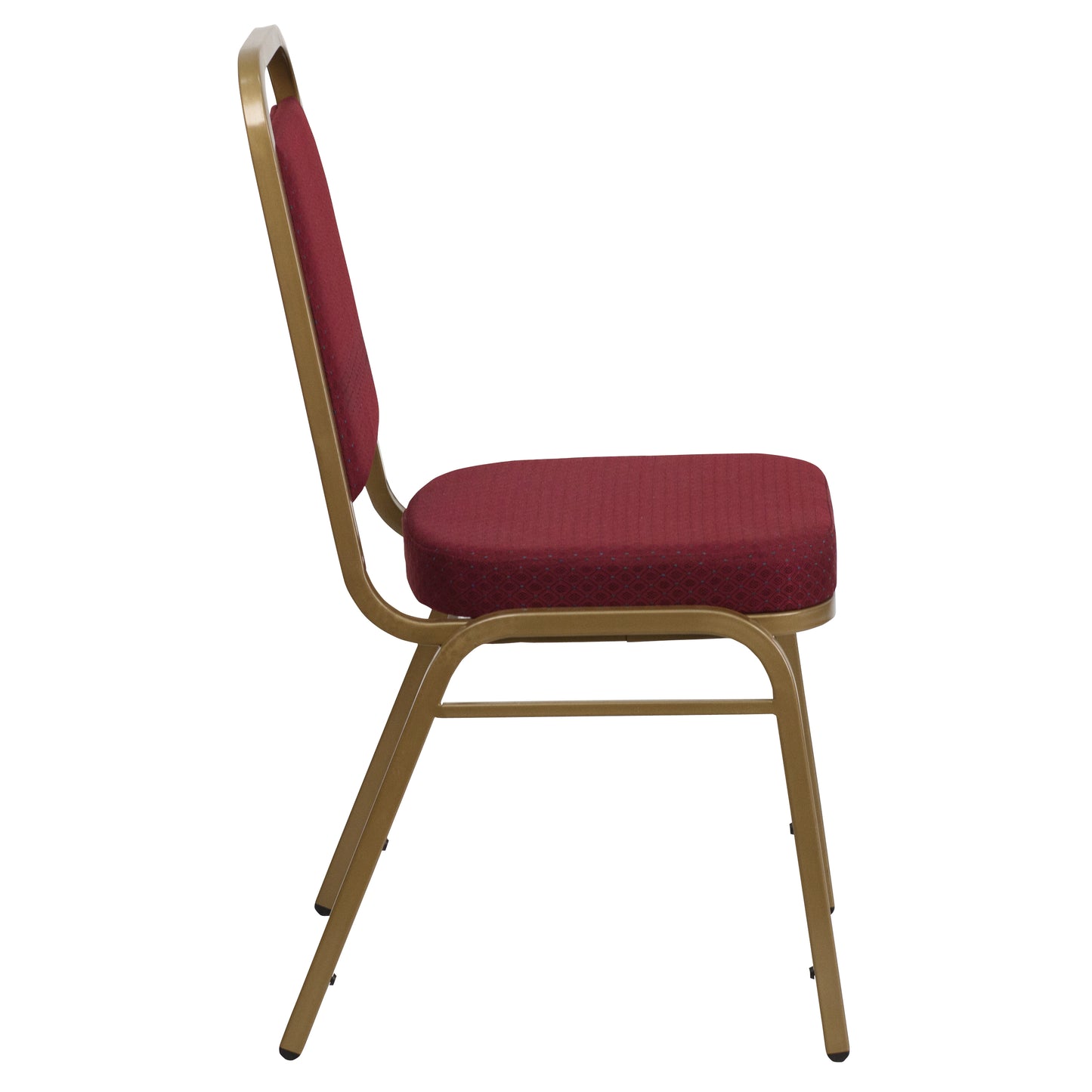 HERCULES Series Trapezoidal Back Stacking Banquet Chair in Burgundy Patterned Fabric - Gold Frame Burgundy Patterned Fabric/Gold Frame