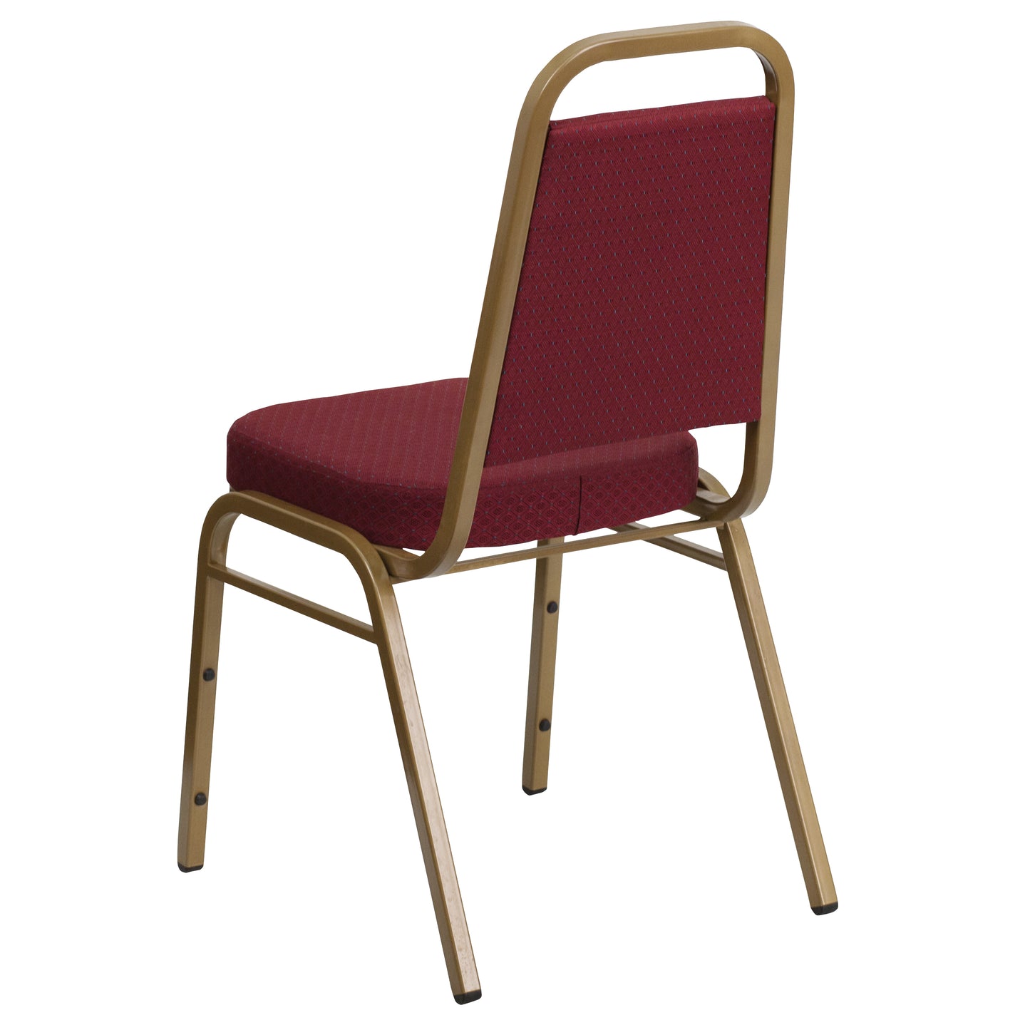 HERCULES Series Trapezoidal Back Stacking Banquet Chair in Burgundy Patterned Fabric - Gold Frame Burgundy Patterned Fabric/Gold Frame