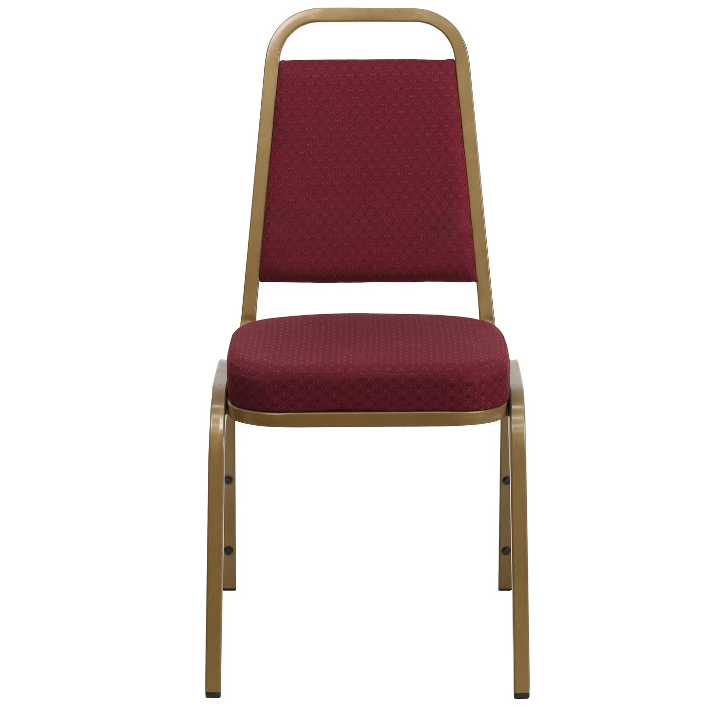 HERCULES Series Trapezoidal Back Stacking Banquet Chair in Burgundy Patterned Fabric - Gold Frame Burgundy Patterned Fabric/Gold Frame