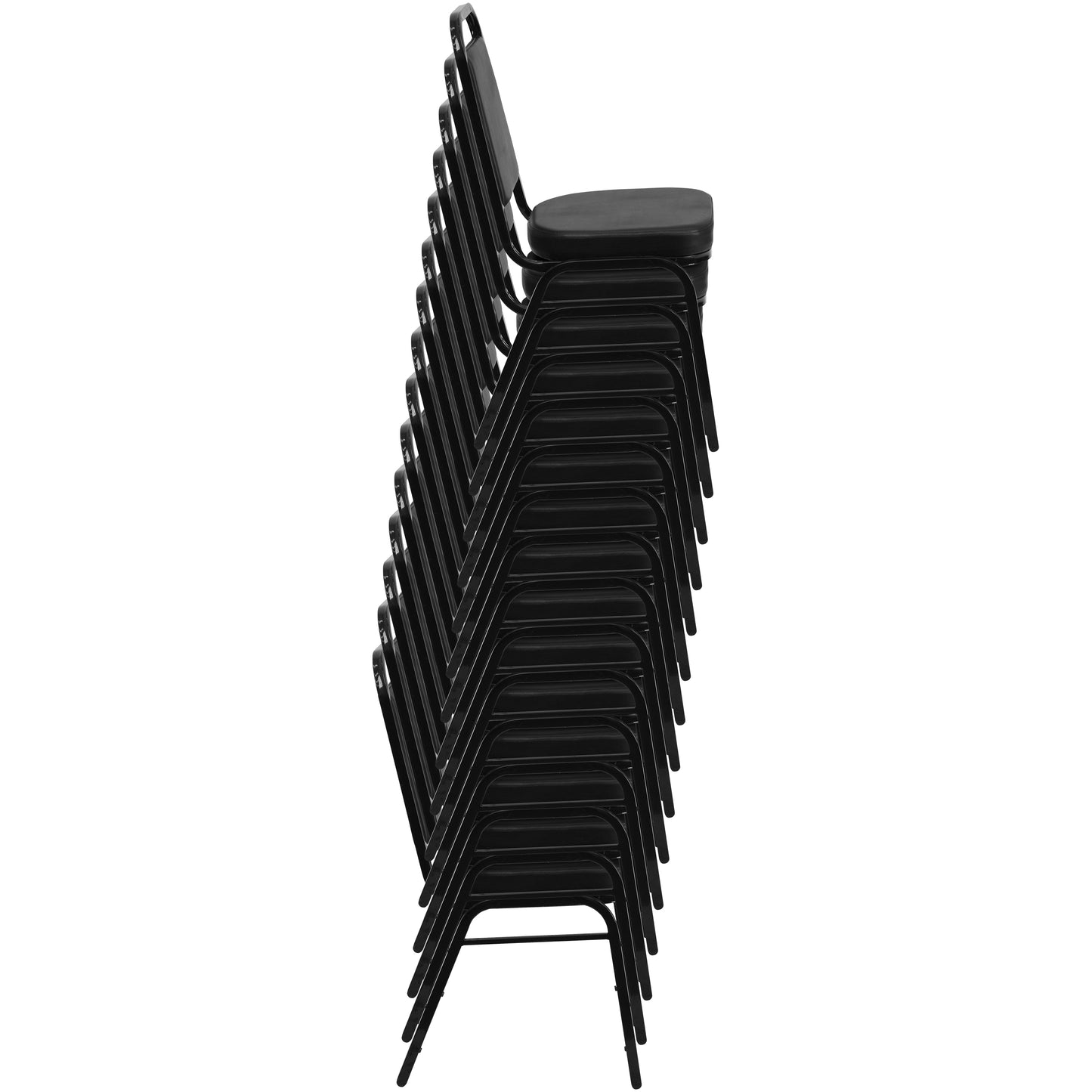 HERCULES Series Trapezoidal Back Stacking Banquet Chair in Navy Patterned Fabric - Gold Frame Navy Patterned Fabric/Gold Frame