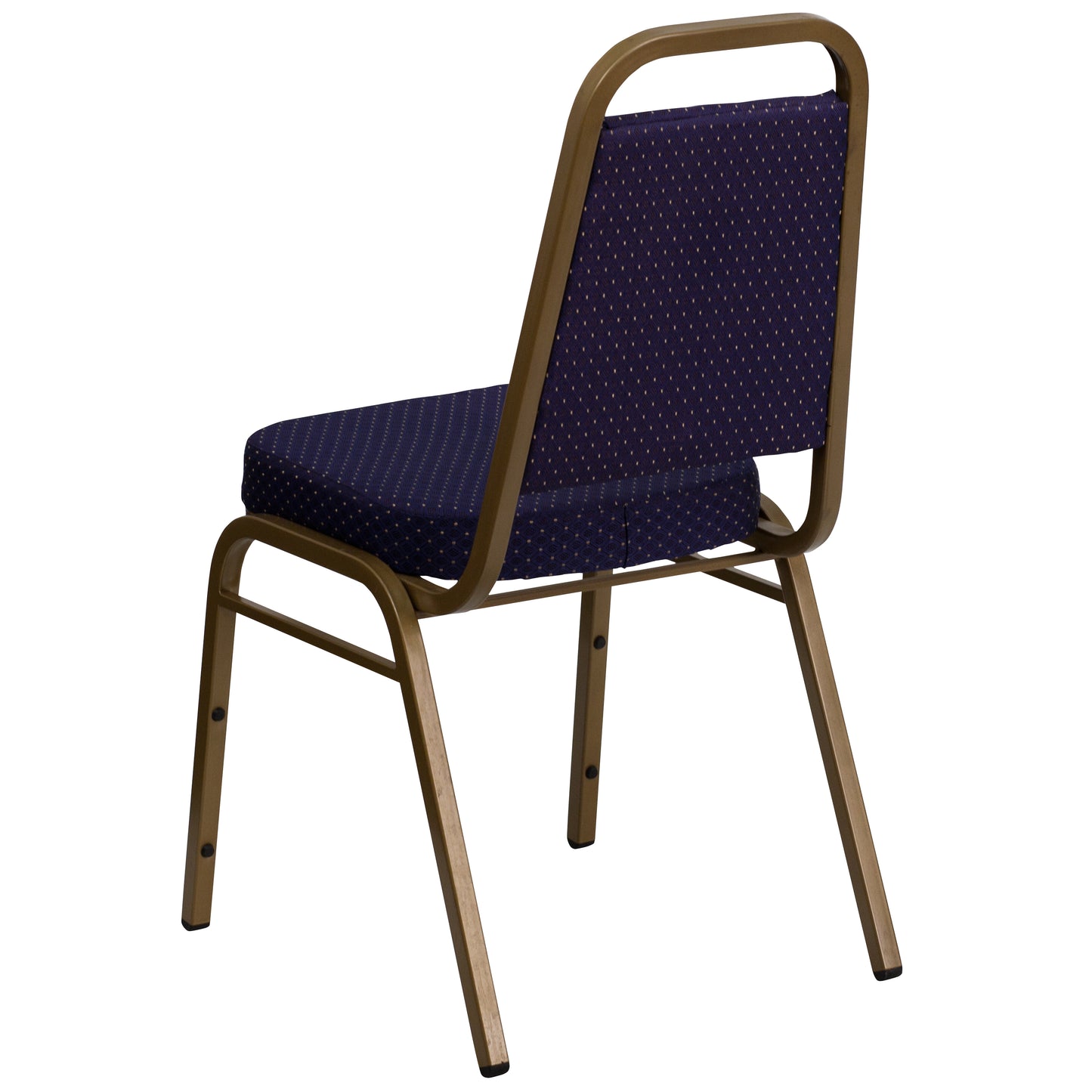 HERCULES Series Trapezoidal Back Stacking Banquet Chair in Navy Patterned Fabric - Gold Frame Navy Patterned Fabric/Gold Frame