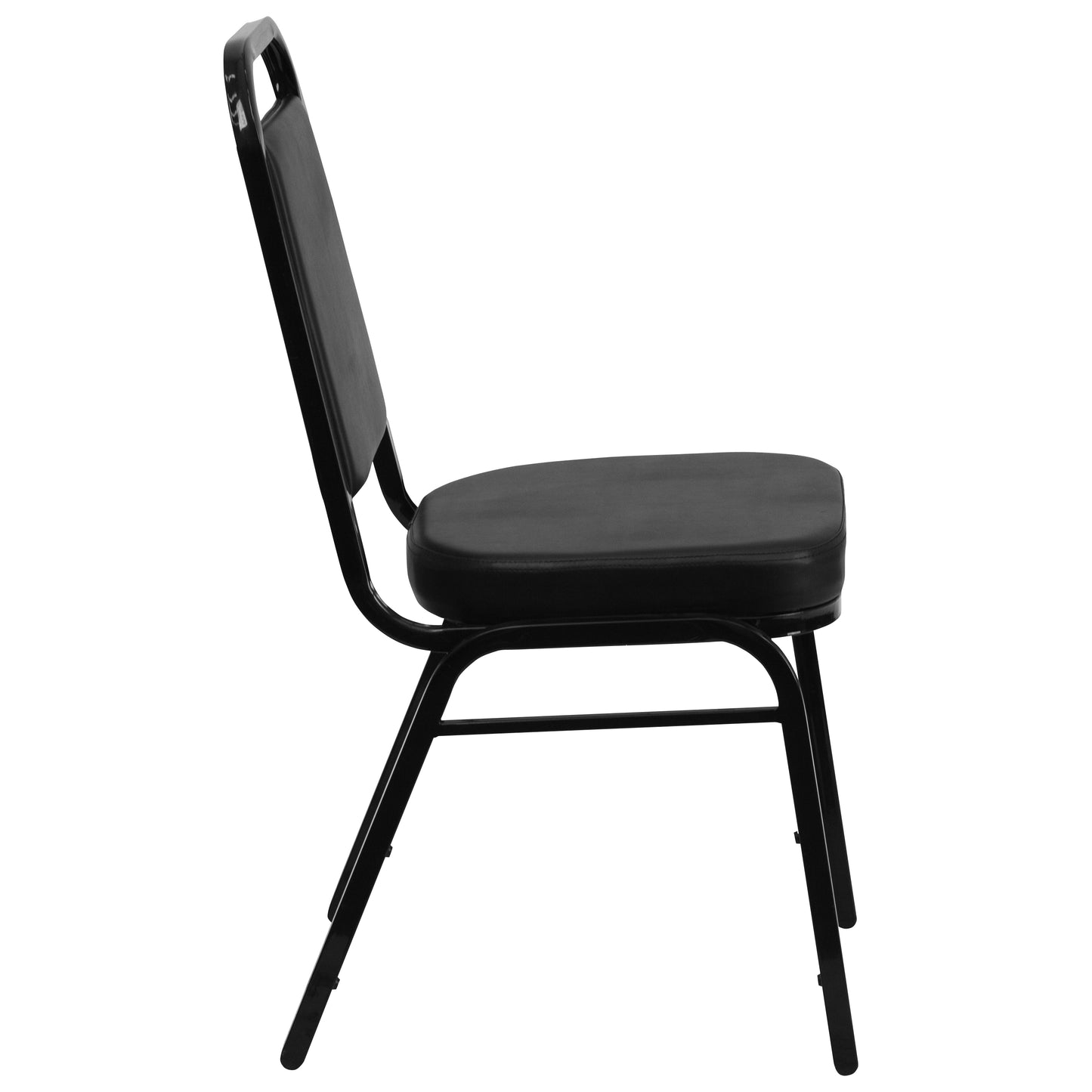HERCULES Series Trapezoidal Back Stacking Banquet Chair in Black Vinyl - Black Frame Black Vinyl/Black Frame