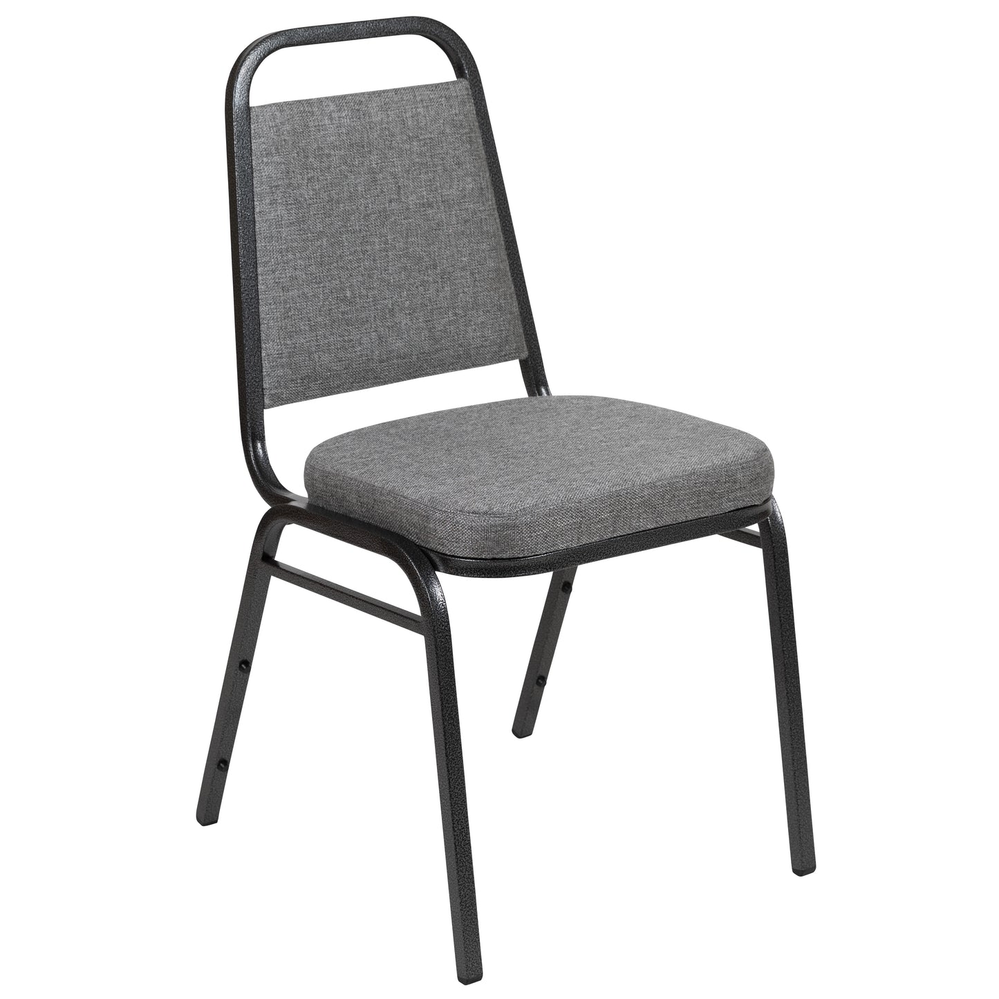 HERCULES Series Trapezoidal Back Stacking Banquet Chair with 2.5" Thick Seat in Gray Fabric - Silver Vein Frame Gray Fabric/Silver Vein Frame