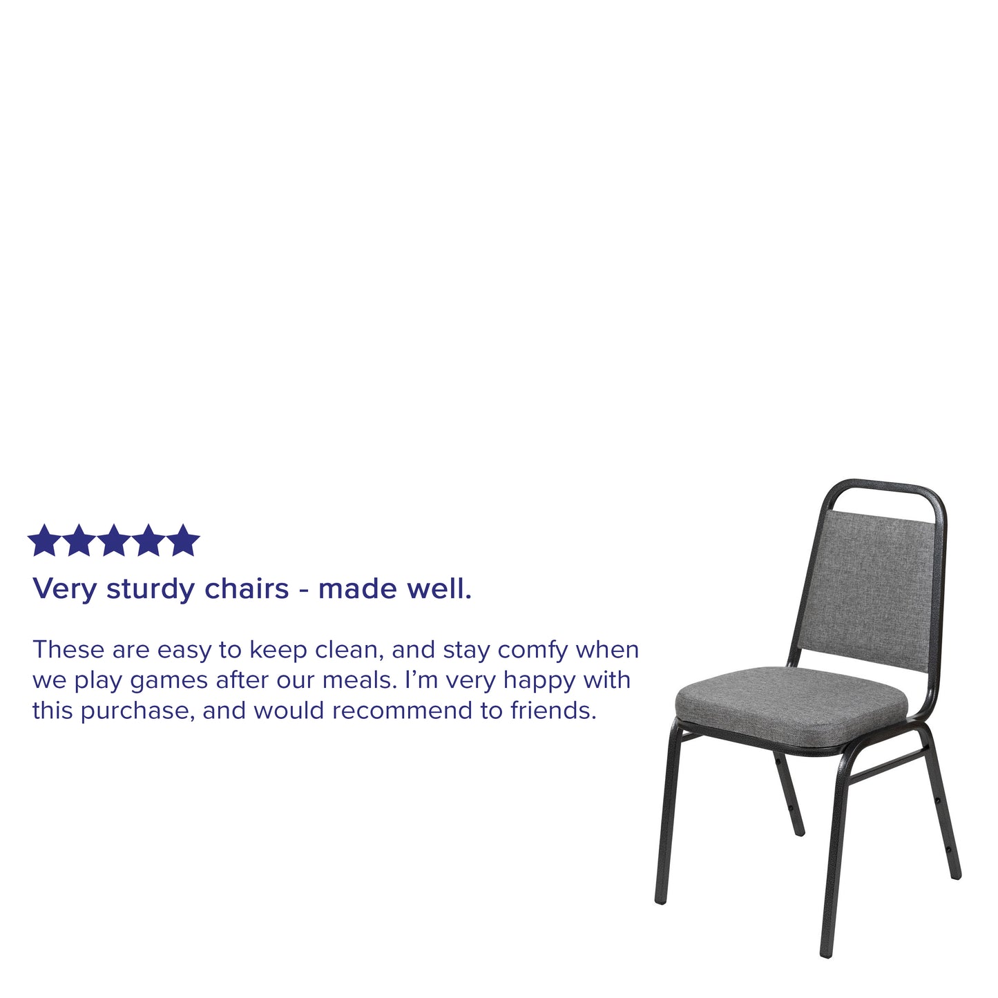 HERCULES Series Trapezoidal Back Stacking Banquet Chair with 2.5" Thick Seat in Gray Fabric - Silver Vein Frame Gray Fabric/Silver Vein Frame